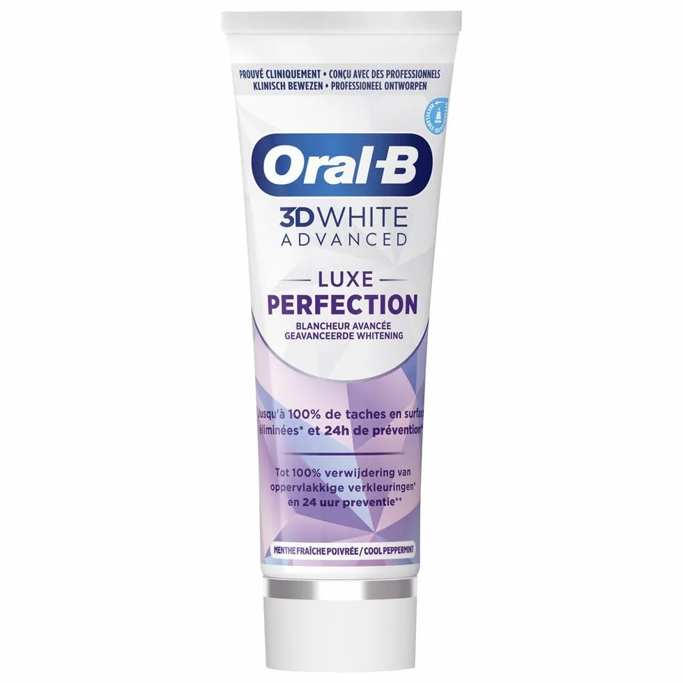 Oral-B Biała Zaawansowana luksusowa perfekcja 3D biała pasta do zębów, technologia wybielająca do usuwania plam z powierzchni zębów, aromat miętowy, do codziennego szczotkowania, 75ml