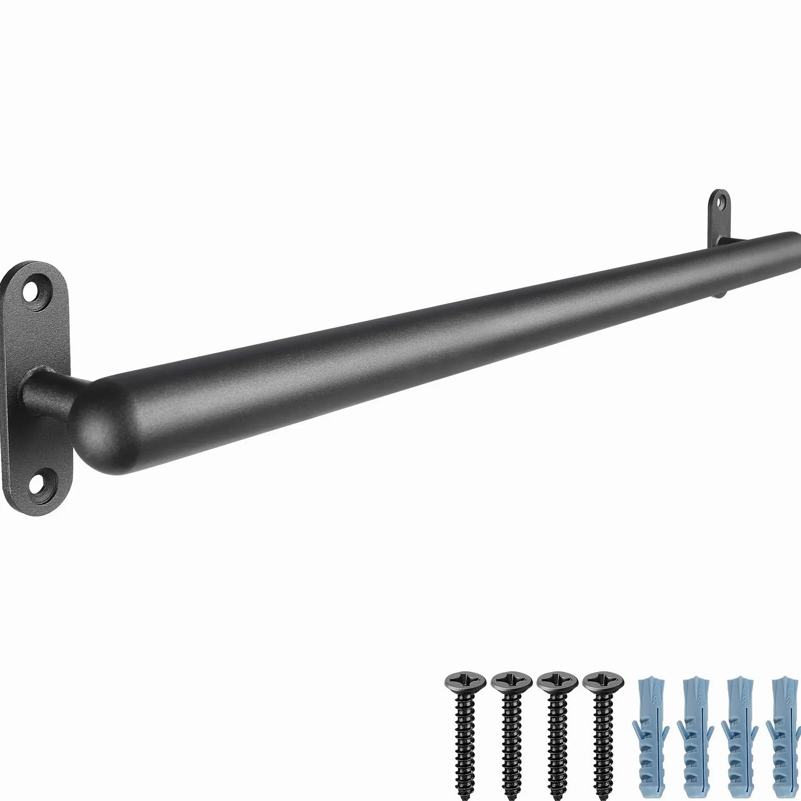 Dolibest Metalowa poręcz 117 cm, poręcz schodowa, 3,3 cm, okrągła rura, antypoślizgowy uchwyt bezpieczeństwa, montowany na ścianie, bez barier, balustrada schodowa, dla młodszych i starszych, chodnik
