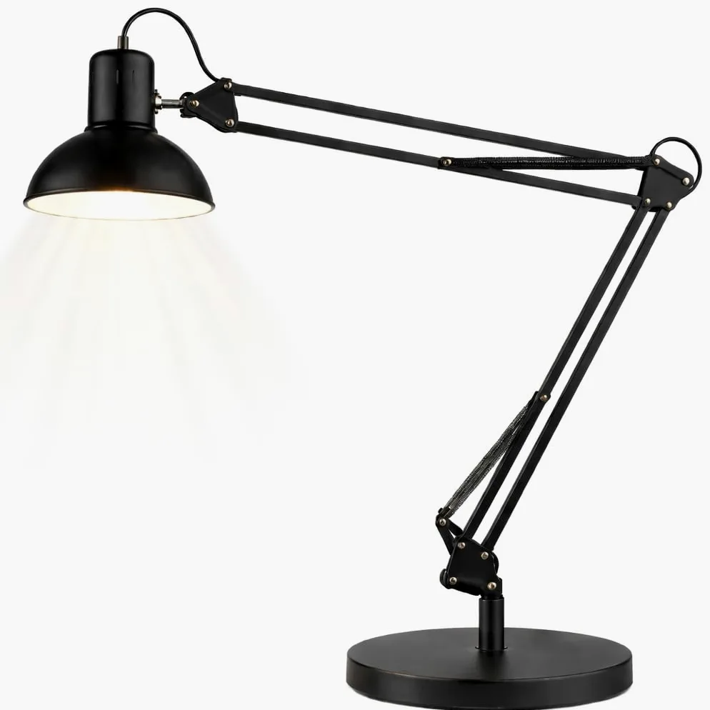Unilux Success LED lampa biurkowa 80, LED E27 wymienna, czarna z podstawą i zaciskiem stołowym