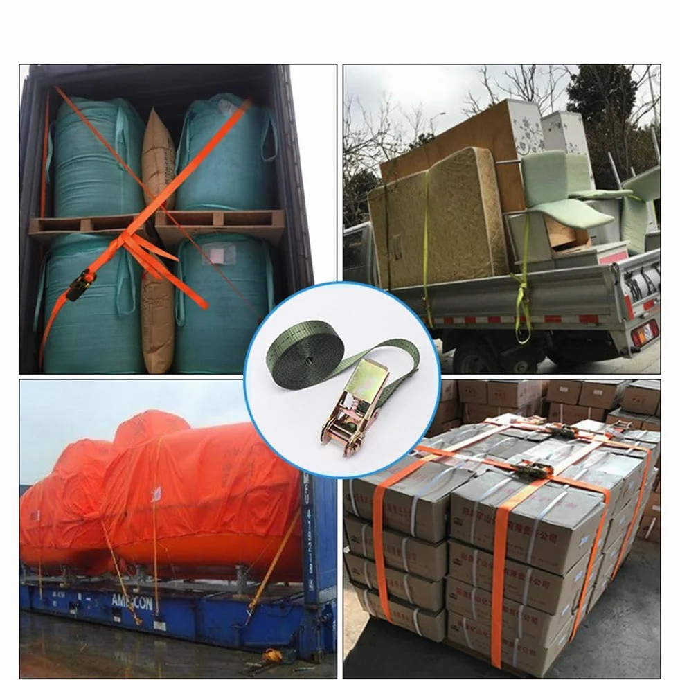 Pasy mocujące z grzechotką, 3 sztuki, 50 mm x 3 m, 800 kg, pas mocujący z zamkiem zapadkowym, pasy mocujące do dużych obciążeń, z grzechotką, bez haczyków, do rowerów, wózków, motocykli