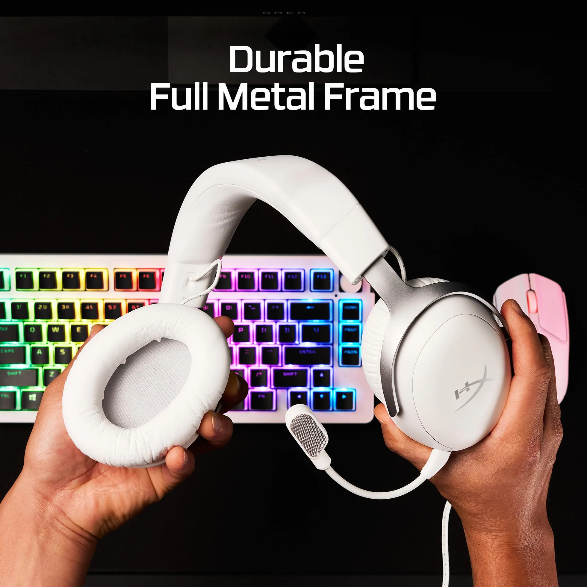 HyperX Cloud III – przewodowy zestaw słuchawkowy do gier, PC, PS5, Xbox Series X|S, sterowniki kątowe 53 mm, DTS, pianka z pamięcią kształtu, trwała rama, ultra-przezroczysty mikrofon 10 mm