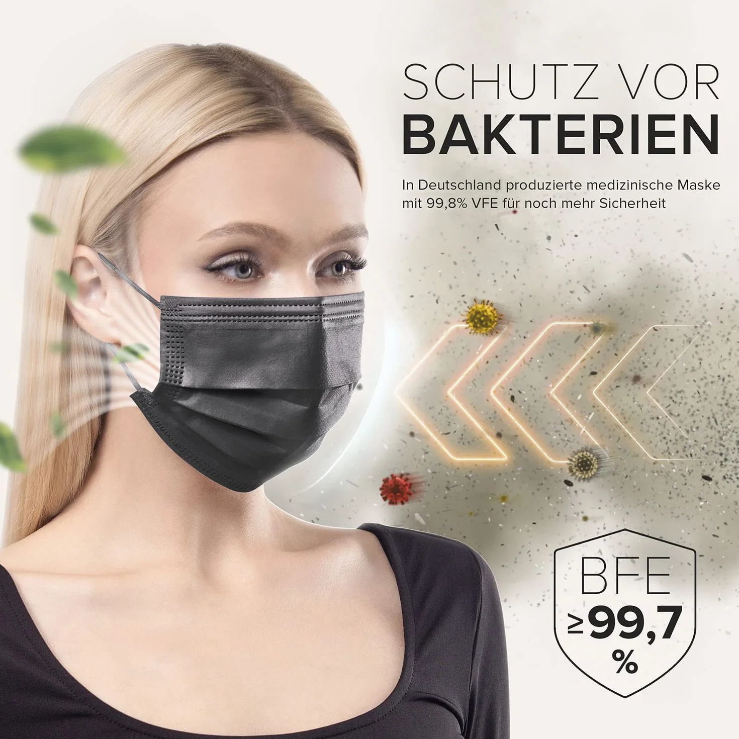 HARD 50 x maska chirurgiczna | Made in Germany | Oeko-Tex Standard 100 | medyczna ochrona jamy ustnej | MNS typ II | wysokiej jakości ochrona dróg oddechowych | 3-warstwowe | jednorazowe maski na