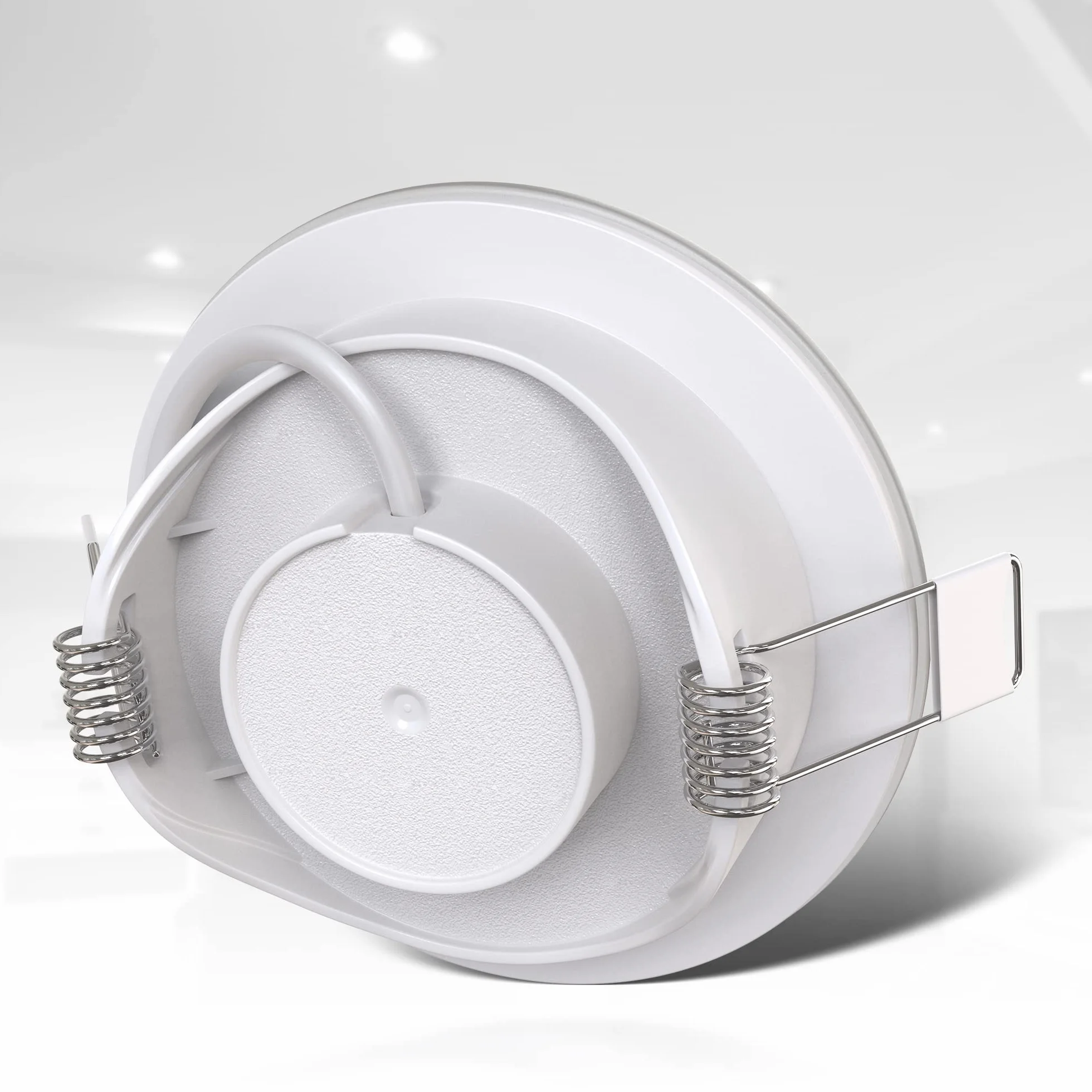 B.K.Licht I zestaw 5 łazienkowych opraw wpuszczanych LED biały I IP65 wodoodporny I ultra płaski 30 mm I Ø68 mm nawiercony otwór I Ø86 mm I biały I 5 tablic LED 3W I 5x 350 lumenów I barwa światła biała neutralna I Reflektory łazienkowe wpuszczane