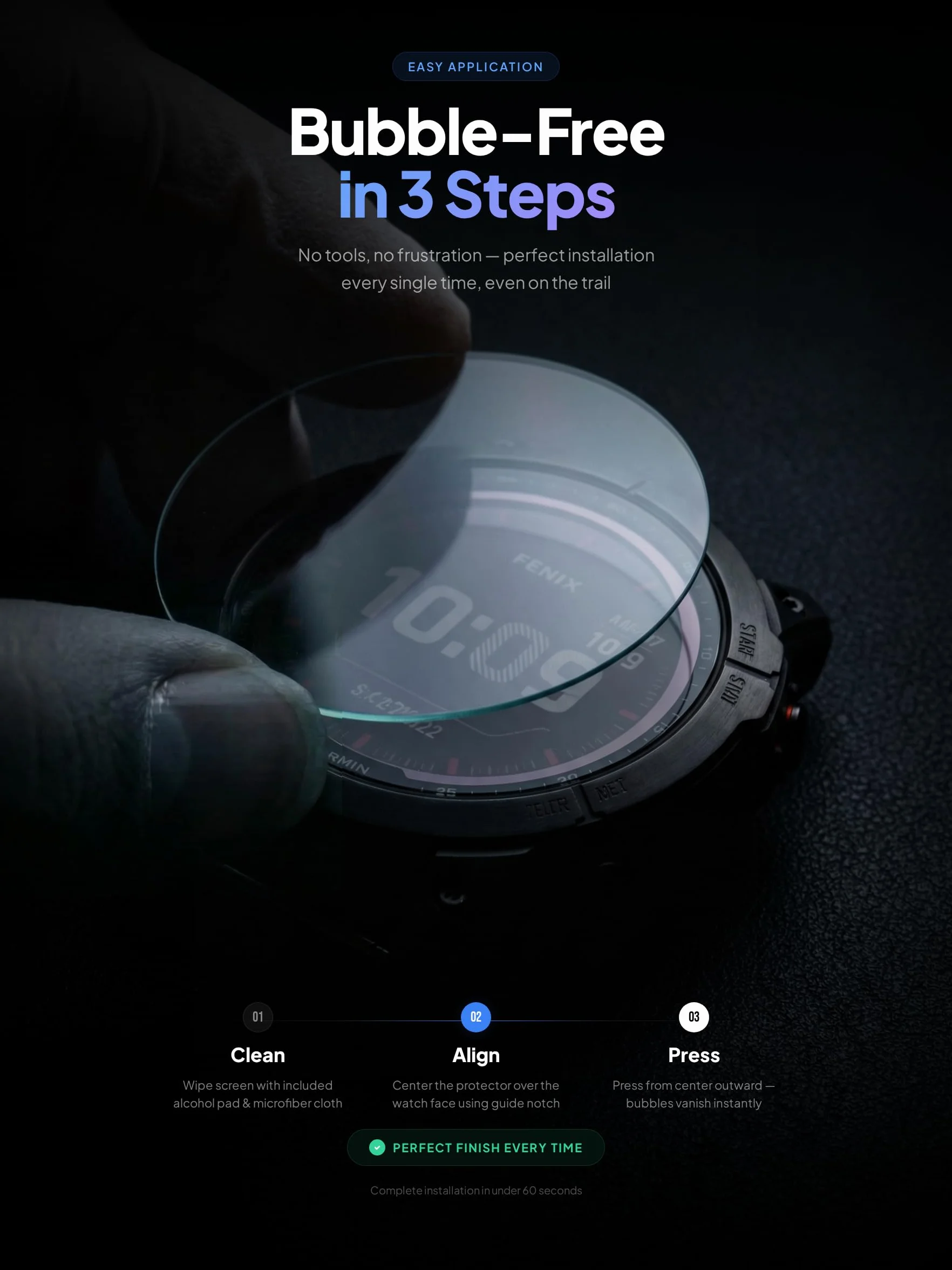 iDaPro Ochraniacz ekranu do Garmin Forerunner 955/955 Solar Smartwatch, szkło hartowane, odporne na zarysowania