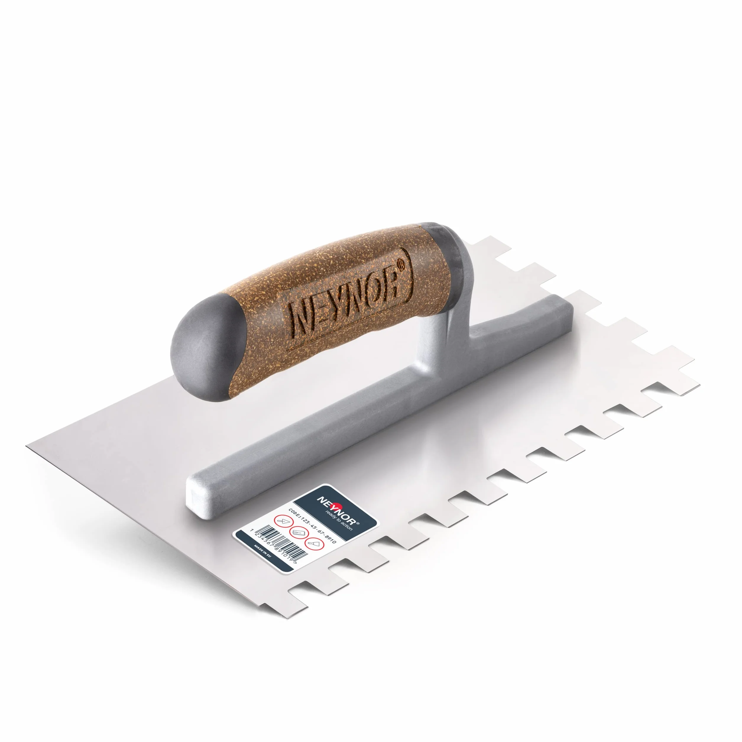 Kielnia zębata 12 mm - profesjonalna paca wygładzająca ze stali nierdzewnej - wyprodukowana w UE - 280 x 130 mm