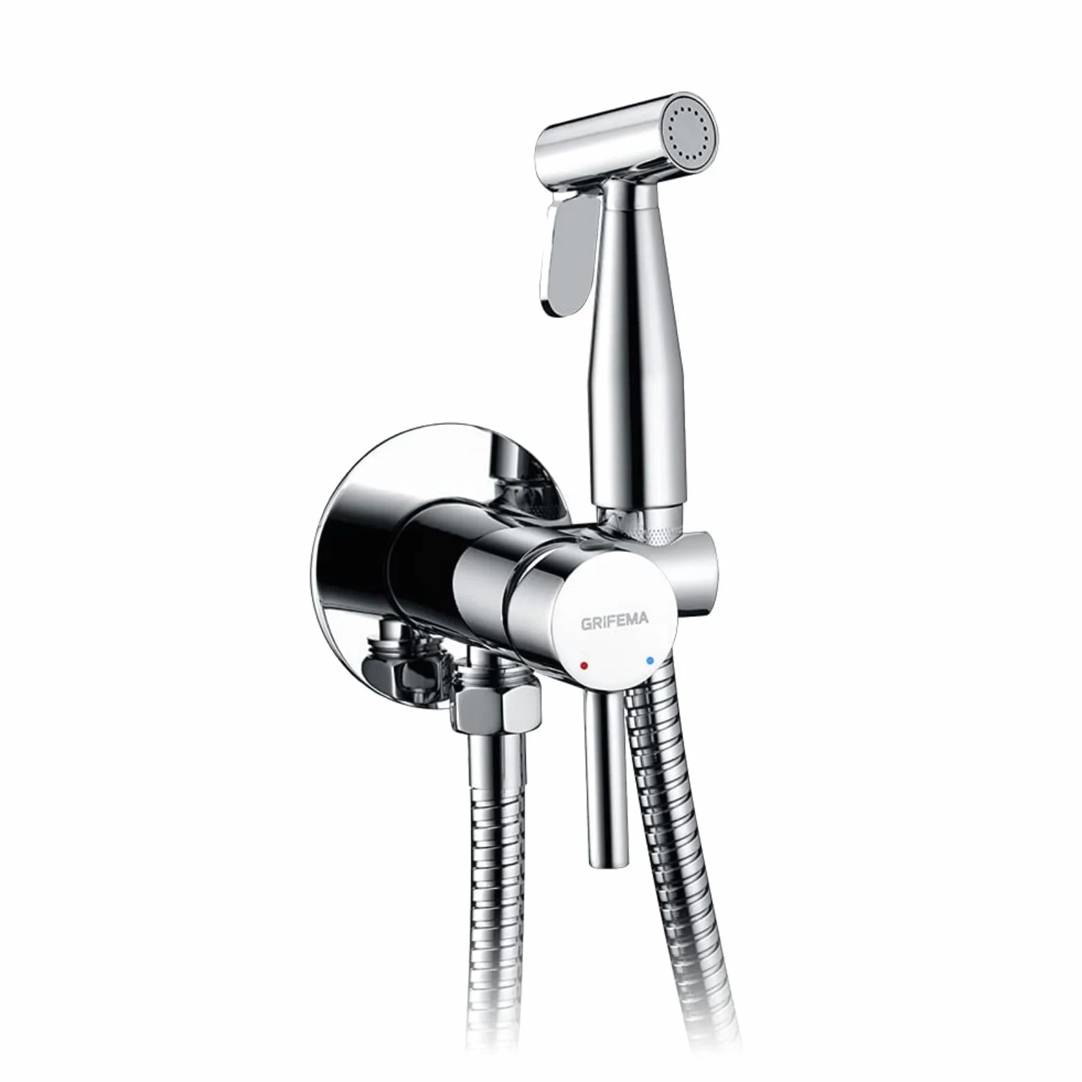 GRIFEMA G154-1 Bidet z prysznicem ręcznym – jednouchwytowa bateria do bidetu z uchwytem, wąż ze stali nierdzewnej o długości 1,2 m, ciepła i zimna woda