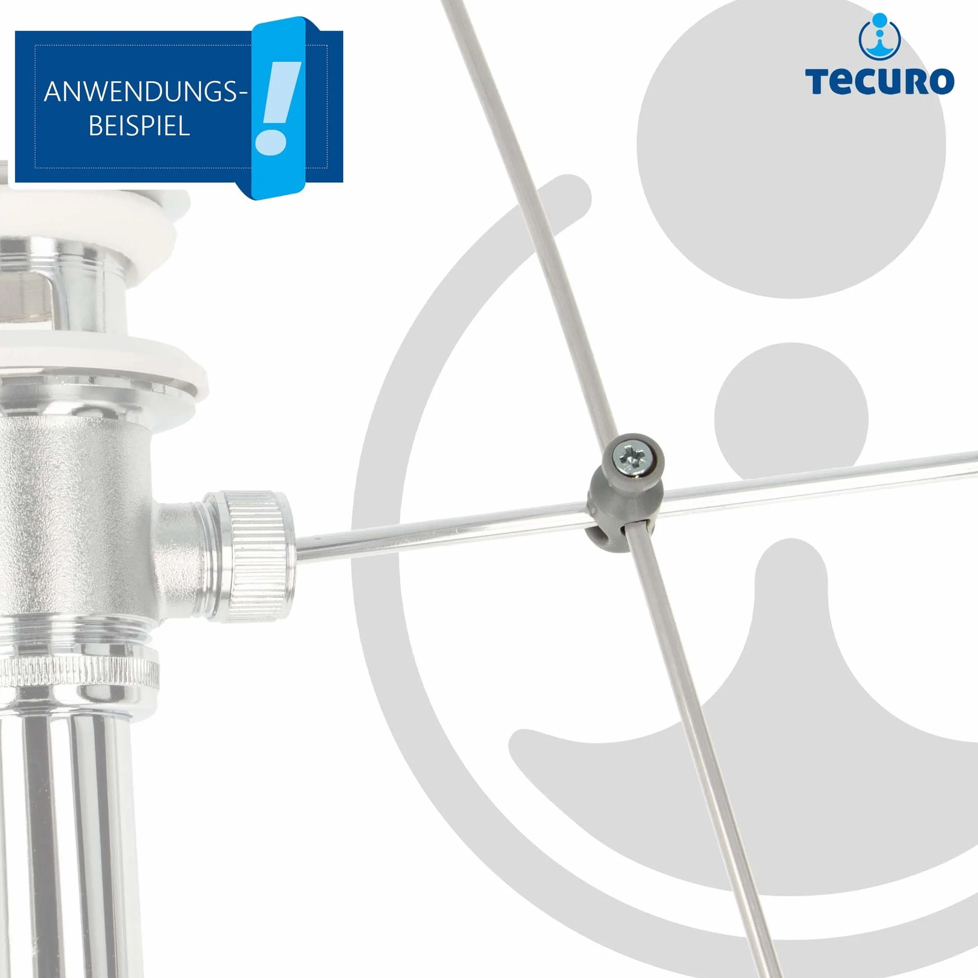 tecuro Element przegubowy do montażu na zestawie odpływowym, otwór Ø 6 mm, tworzywo sztuczne, szare, do połączenia drążka z poprzecznym drążkiem zestawu odpływowego