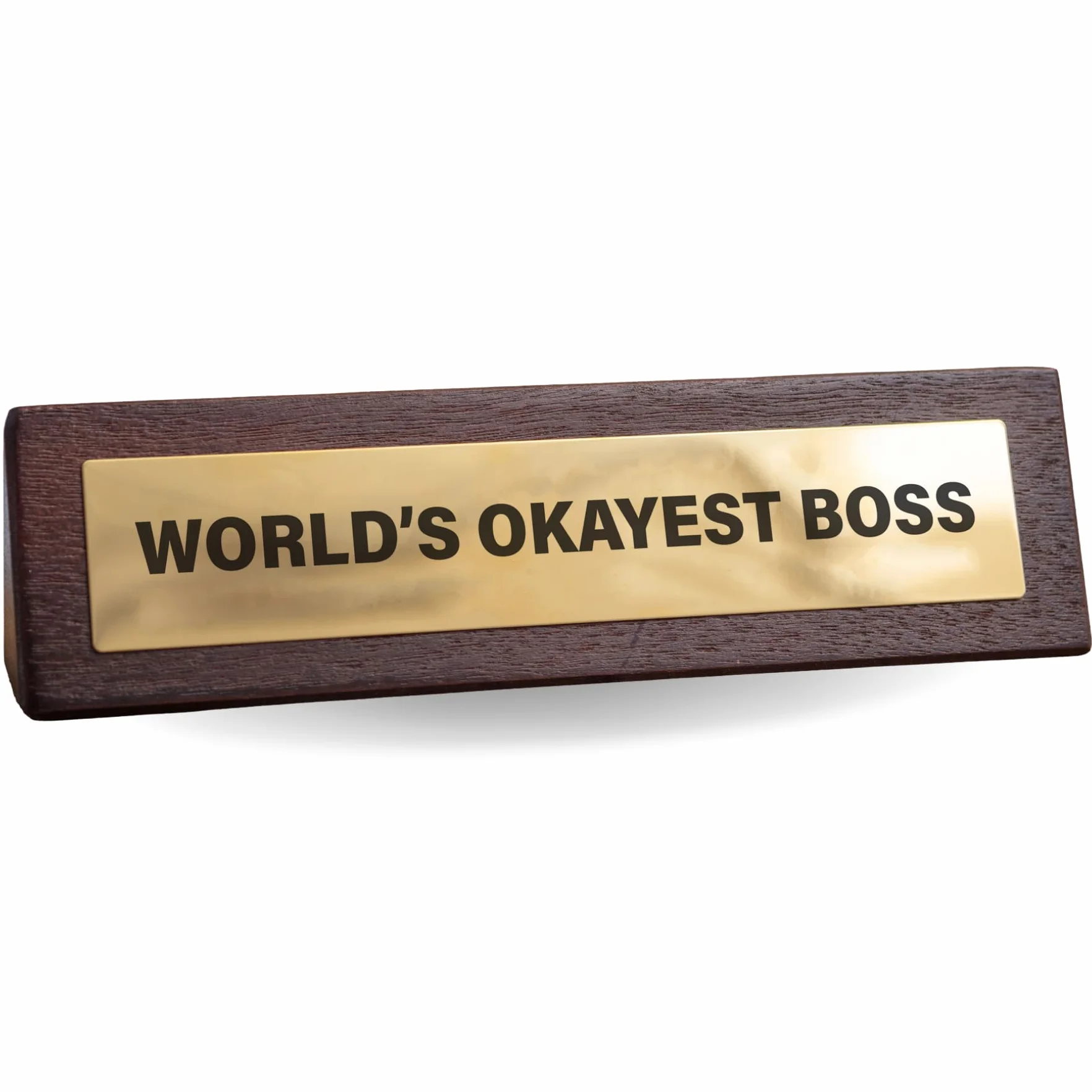 Boxer Gifts 'World's Okayest Boss Joke Desk Sign – Zabawny prezent menedżera dla tajemniczego Mikołaja – nowość artykuły biurowe
