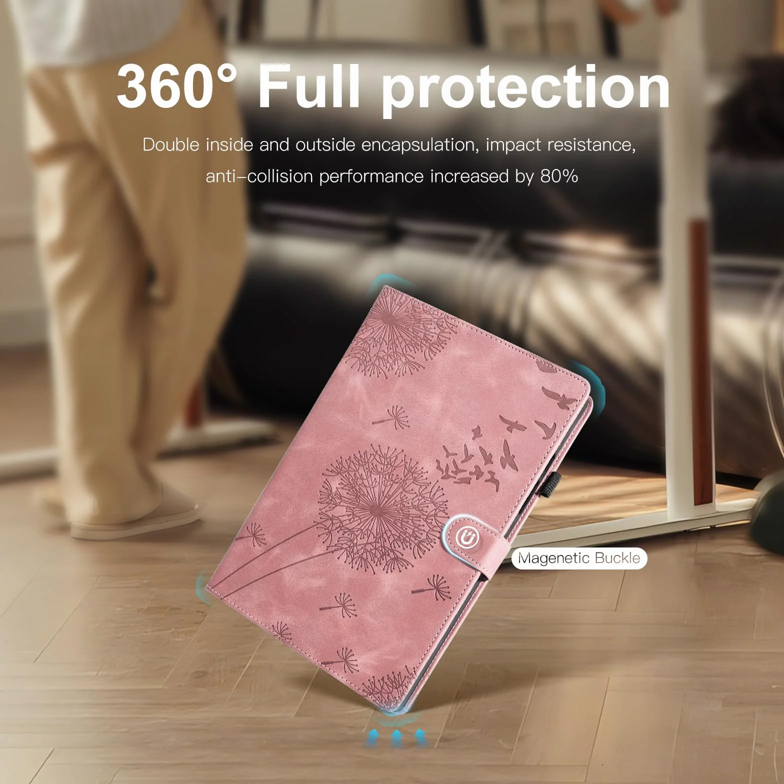 Etui Xiaomi Mi Pad 7 Mniszek lekarski Pokrowiec na tablet Skóra TPU Pokrowiec ochronny do Xiaomi Pad 7/7 Pro 11,2 cala (2024/2025) różowe złoto