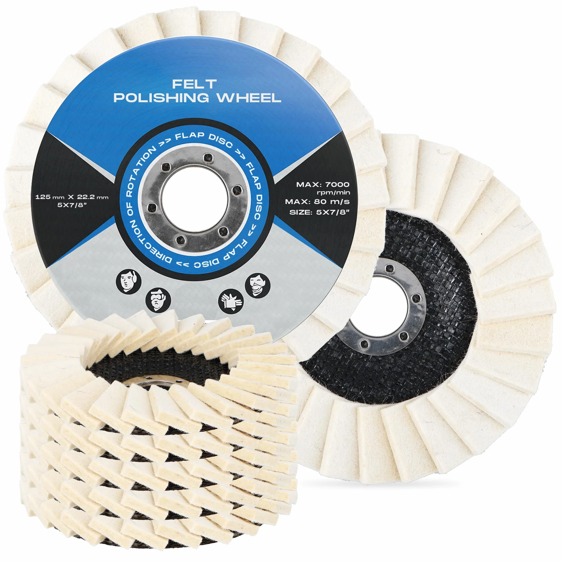 5x Tarcza Polerska Filcowa 125 mm Filc Polerski Lamelka Wachlarzowa Dysk Lamelkowy Polerowania Stali Metalu Aluminium Tworzyw Sztucznych Włókna Szlifierki Tarcze Polerskie