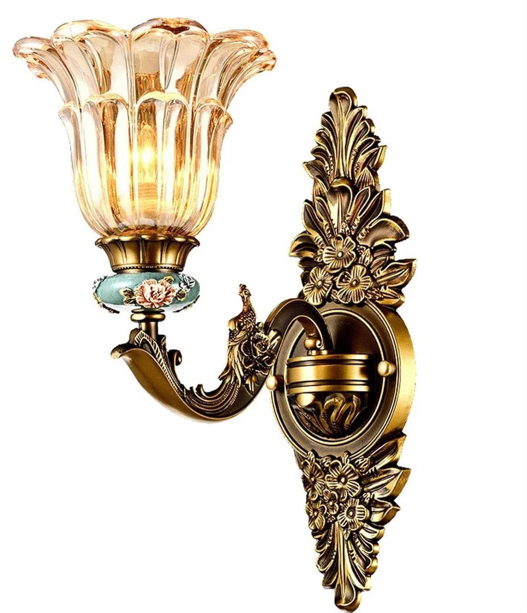 Kinkiety Vintage Mosiężny Kinkiet Ścienny Ze Szklanym Kloszem Wystrój Wnętrz E27 Z Połowy Wieku Oświetlenie Ścienne(1light)