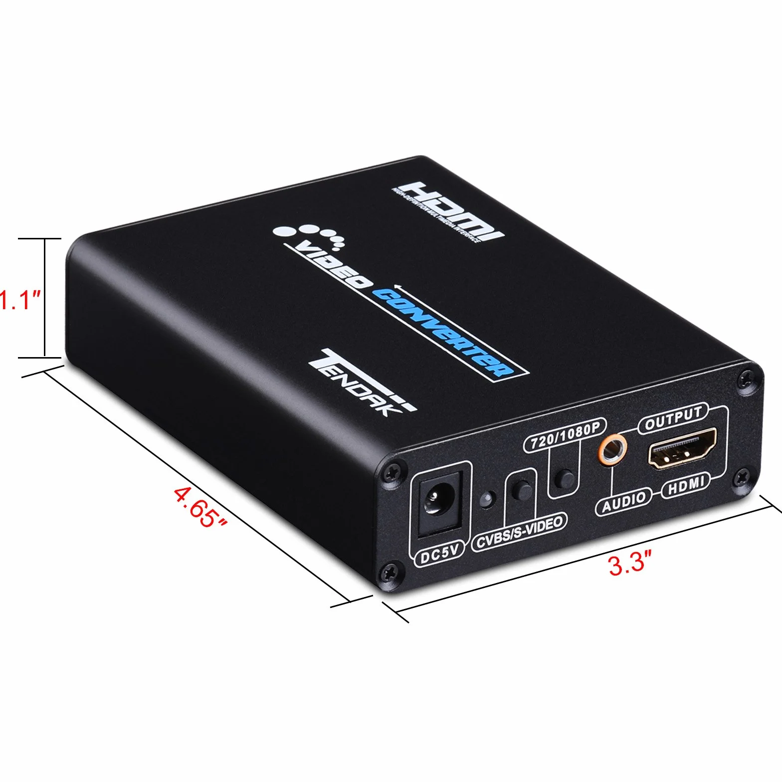 Tendak Composite S-Video AV RCA CVBS na HDMI adapter N64 PS2 na HDMI konwerter obsługuje 720p/1080p z kablem 3RCA S-Video