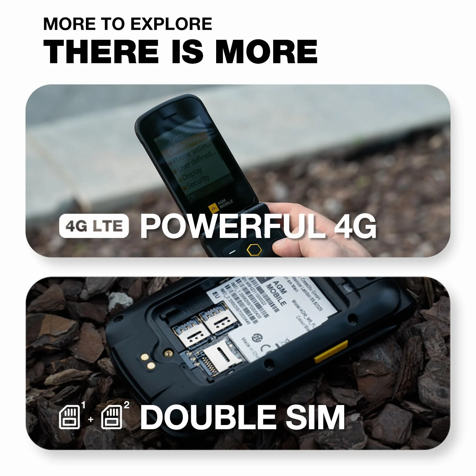 AGM M8 telefon z klapką dla seniorów IP68 4G Dual-SIM 1500mAh 2.8" czarny