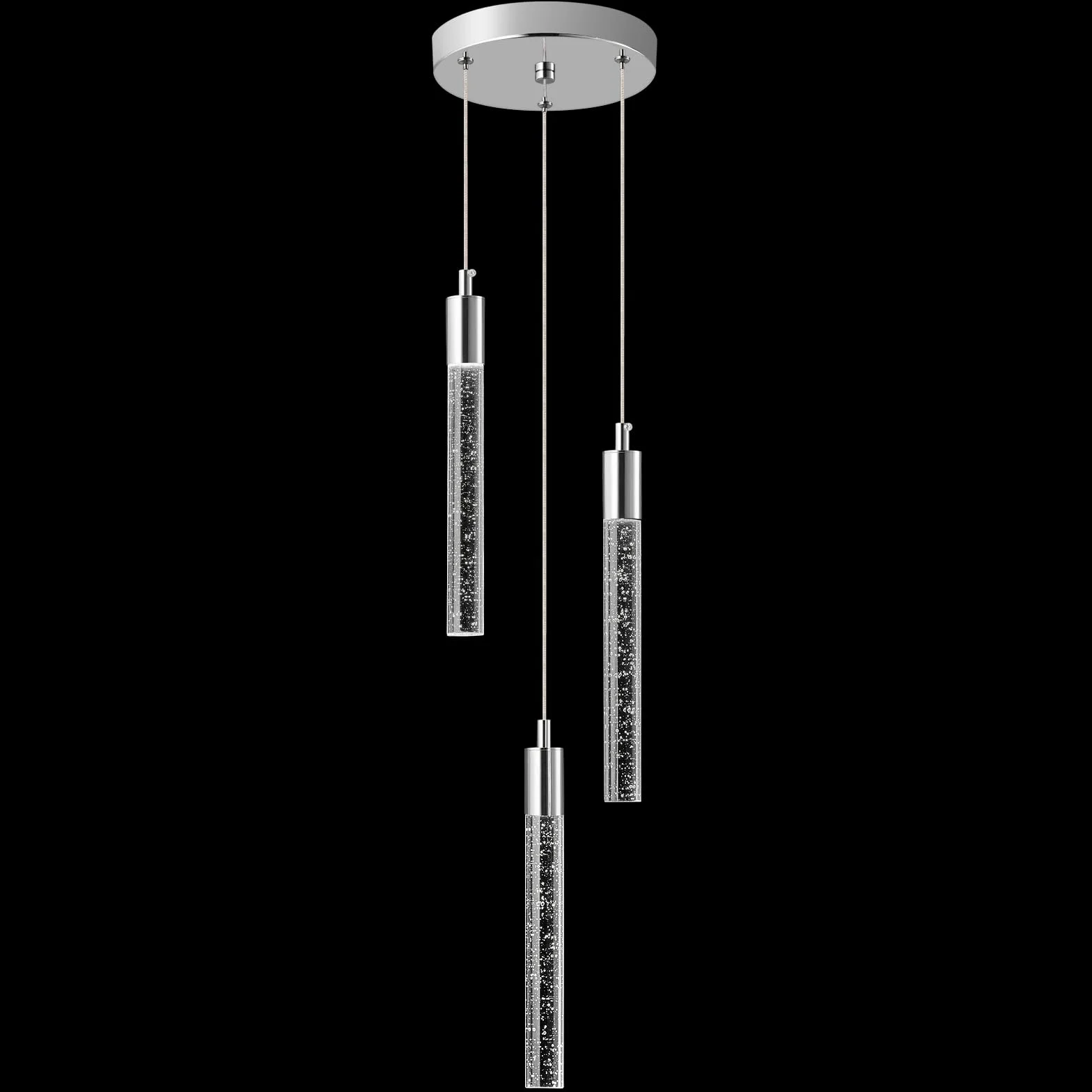 Nowoczesna lampa wisząca do kuchni, wyspy, ściemniana, chromowana, mini lampa wisząca, do sypialni, mała lampa wisząca (3 światła)