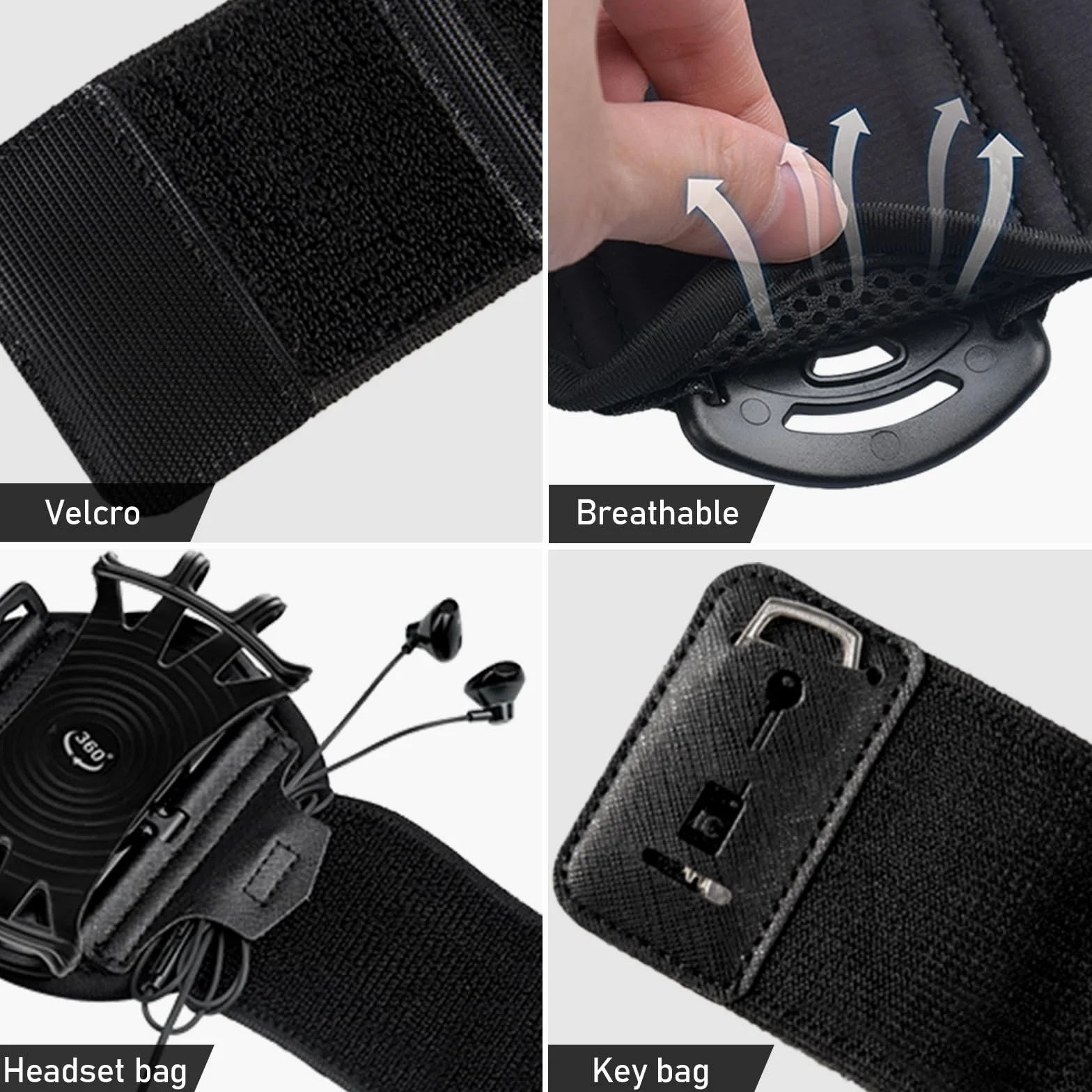 Odpinany sportowy pasek do biegania, obracany o 360°, uniwersalny, sportowy pasek do biegania kompatybilny z iPhone 14/13 Pro/13/12 Pro/11 Pro Max / 11 Pro / 11 / X/8 itd., wszystkie smartfony 4–6,5"