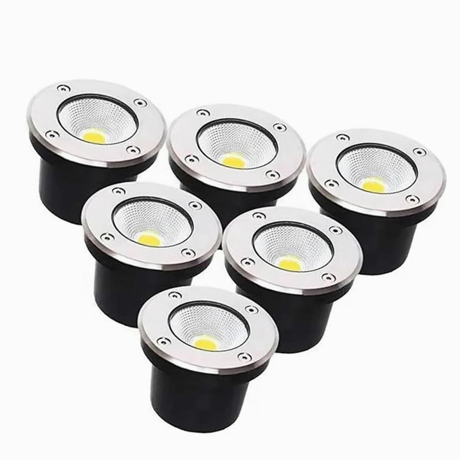6 szt. Zewnętrzne reflektory LED, 3 W 3 W, mini reflektor COB do kształtowania krajobrazu, reflektor wpuszczany do użytku na zewnątrz wodoodporny IP67, reflektor ogrodowy (biały, 3 W (220 V))