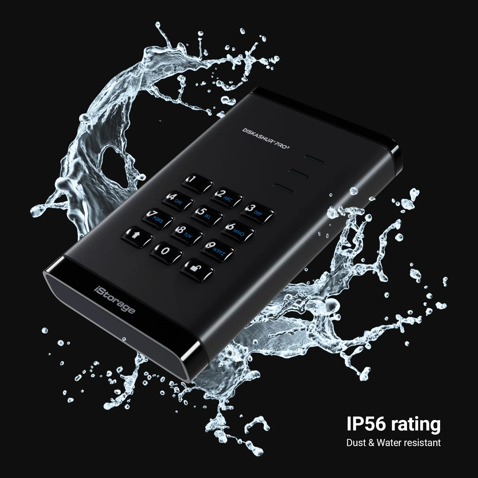 iStorage diskAshur PRO3 HDD 2TB - Bezpieczny przenośny dysk twardy - certyfikat FIPS Level 3 - Ochrona hasłem - Odporny na kurz/wodę - Szyfrowanie sprzętowe