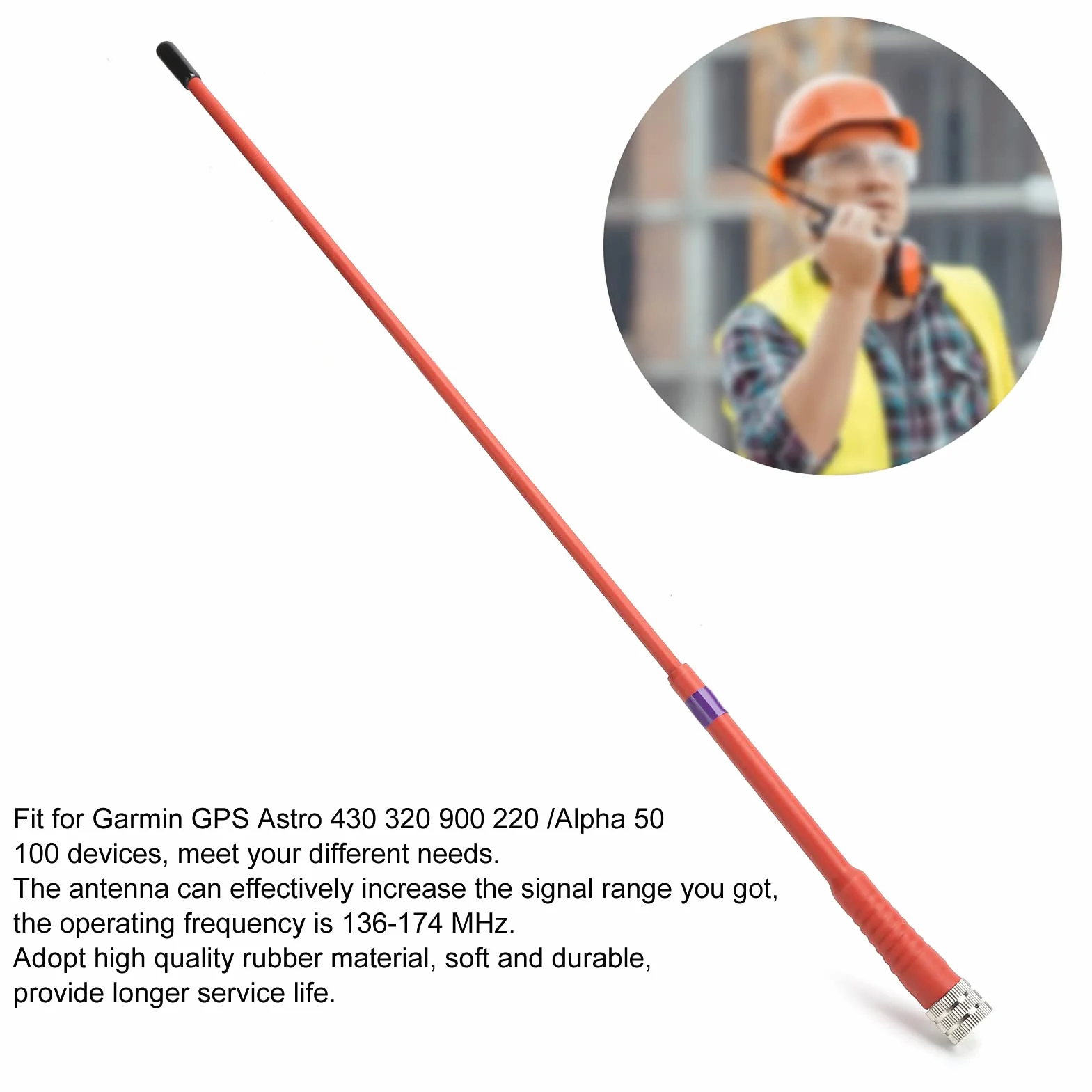 Antena GPS Astro 430 320 900 220 Alpha 50 100, Miękka Gumowa 136-174 MHz, Wysokie Wzmocnienie, Czerwony