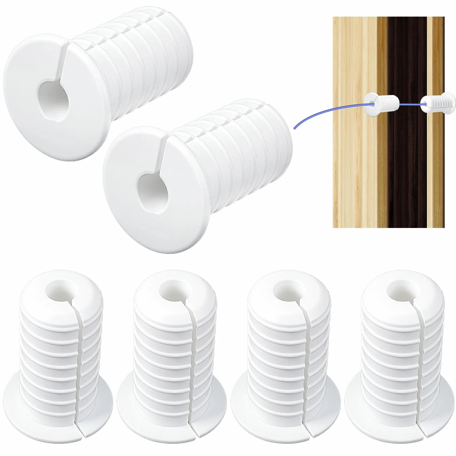 6 szt. 3/10.2 cm przelotki ścienne, zestaw do prowadzenia kabli Starlink, silikonowa tuleja przelotowa o średnicy 19 mm, białe, antypoślizgowe przelotki ścienne do ochrony przewodu