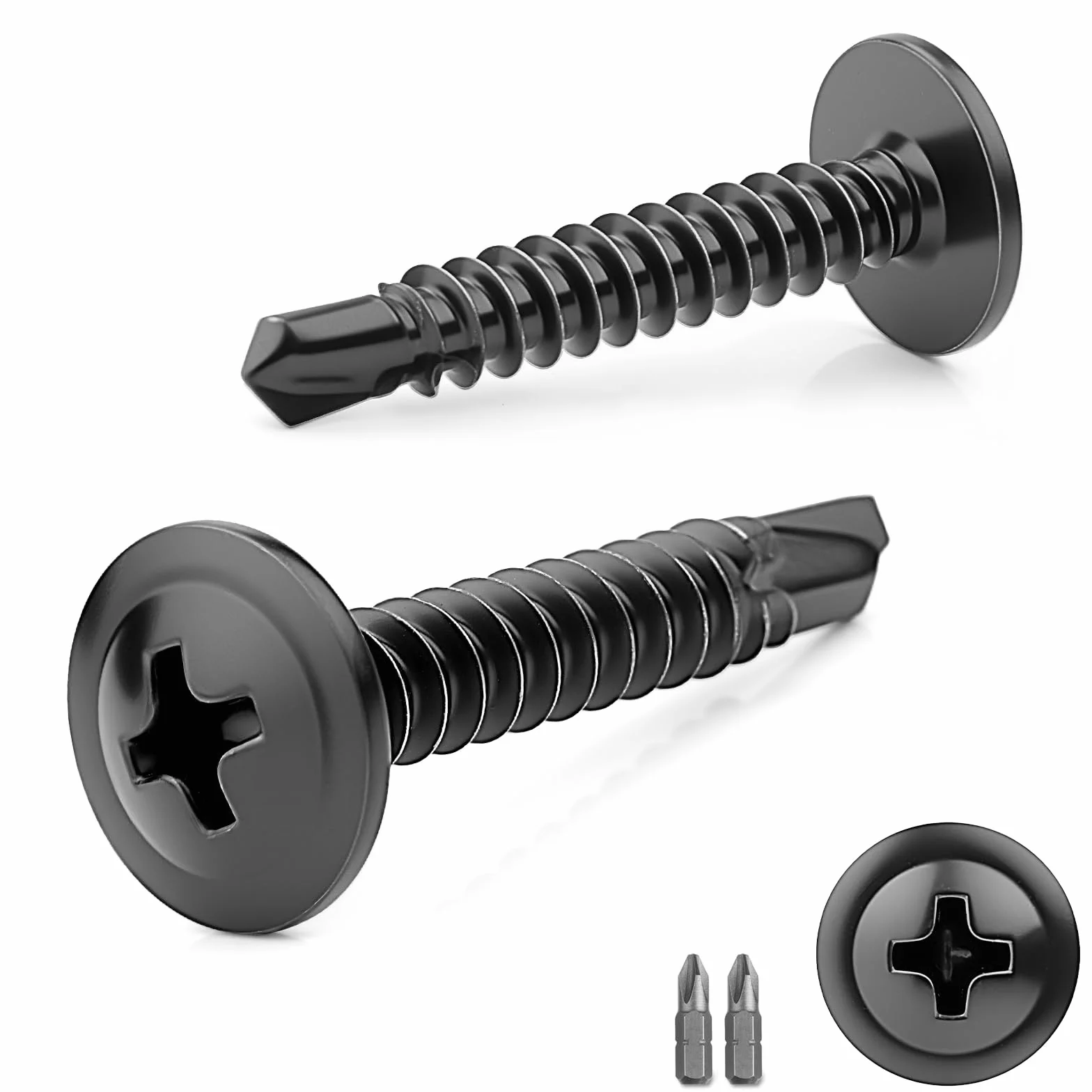 80 sztuk 410 wkrętów do blachy, 4,2 x 50 mm, wkręty samogwintujące, stal nierdzewna, wkręty krzyżowe, czarne
