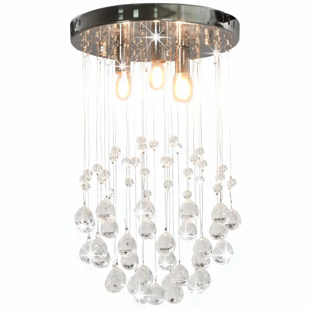 vidaXL Lampa sufitowa z kryształkami i koralikami, srebrna, 3xG9