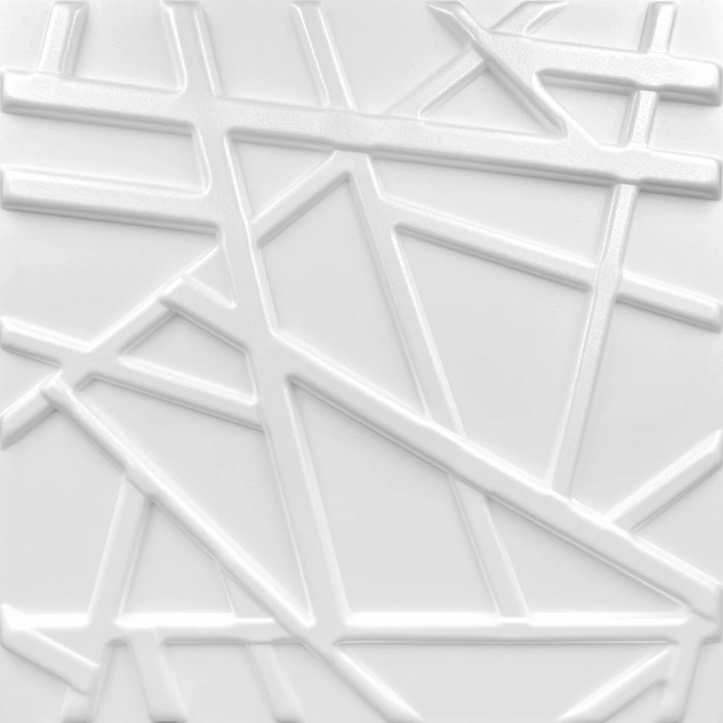 Deccart - Panele ścienne 3D 50x50 cm - Panel dekoracyjny, płyty styropianowe, EPS-polistyren, linia 2 m², 8 sztuk, kolor biały