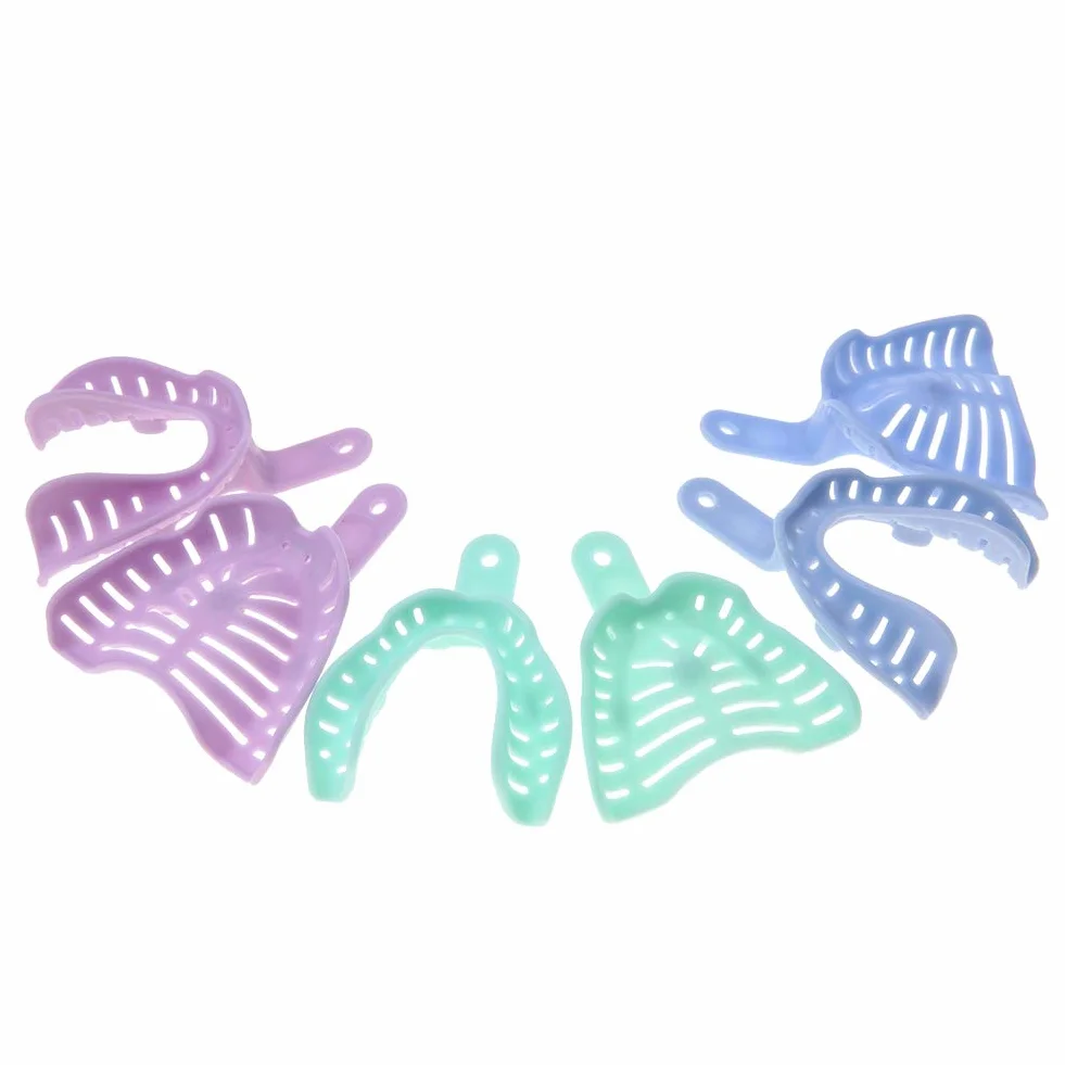 Łyżki wyciskowe Bissablaut Odontic, plastikowe uchwyty na zęby, 6 szt., łatwe do czyszczenia, przenośne, spełniające różne potrzeby, wygodne w użyciu