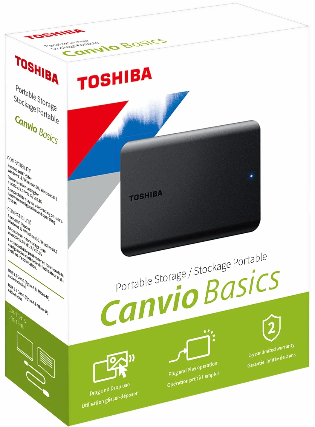 Toshiba Canvio Basics 1 TB Dysk Zewnętrzny Czarny
