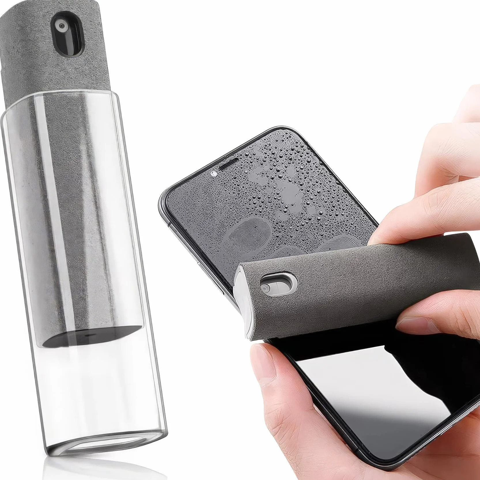 ULTRICS Spray do Czyszczenia Ekranu i ściereczka, Przenośny Zestaw 3w1 do Czyszczenia Telefonu z Mikrofibrą, Anty-odciski Zestaw do Ekranu do Telefonów, Laptopów, TV i Ekranów Samochodowych