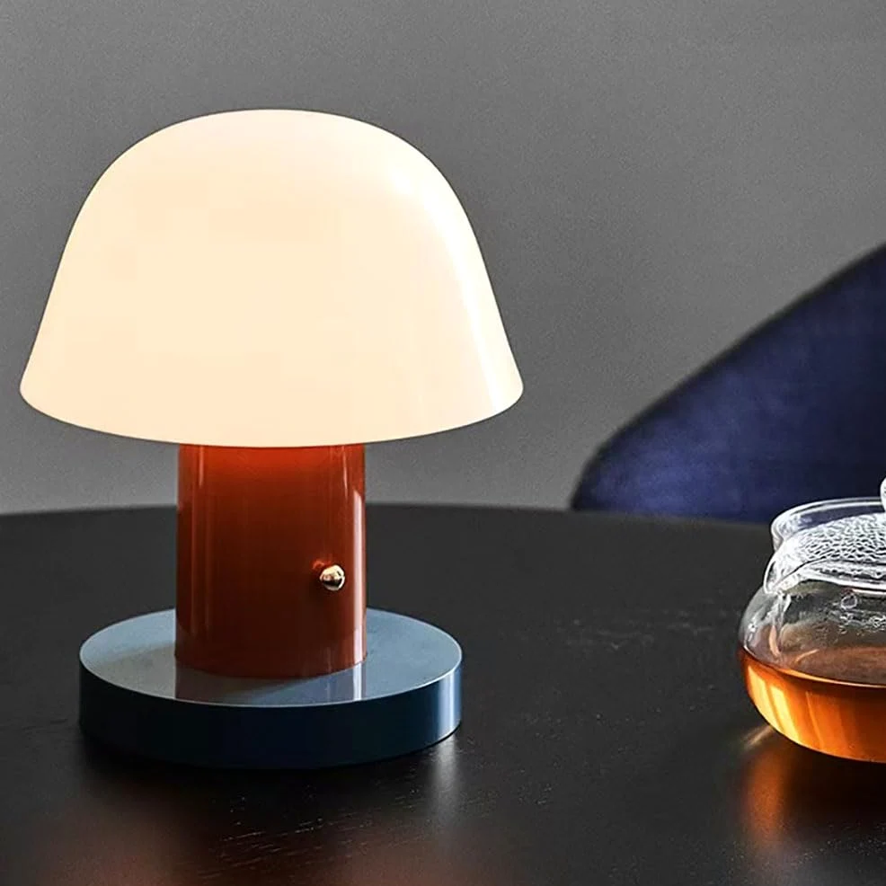 Lampa Grzybowa, Bezprzewodowa Lampa Stołowa LED Grzybowa, Lampa Biurkowa Ściemniana Dotykowo z Ładowaniem USB, Lampa Nocna Grzybowa, Lampa Stołowa Grzybowa, do Sypialni, Salonu, Biura,Red