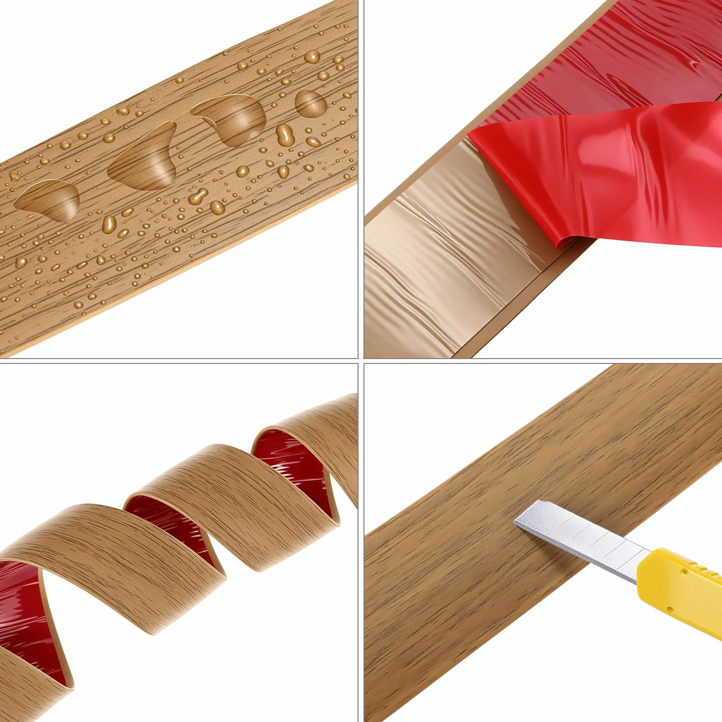 QWORK® Listwa progowa, 4 cm x 1 m, samoprzylepna listwa przejściowa do łączenia powierzchni podłogowych