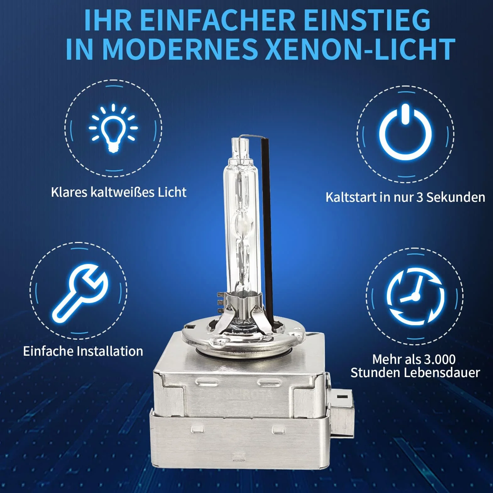 D1S Xenon Brenner Scheinwerferlampe 6000K 12V 40W – Weißes Tageslicht, CANbus Fehlerfrei, 2 Jahre Garantie