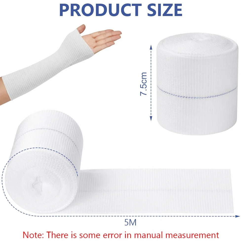 Flintronic Bandaże rurkowe, 7,5 cm x 5 m rozciągliwy bandaż bawełniany, utrzymujący się na wyprysk, na ramię, kostkę, nadgarstek