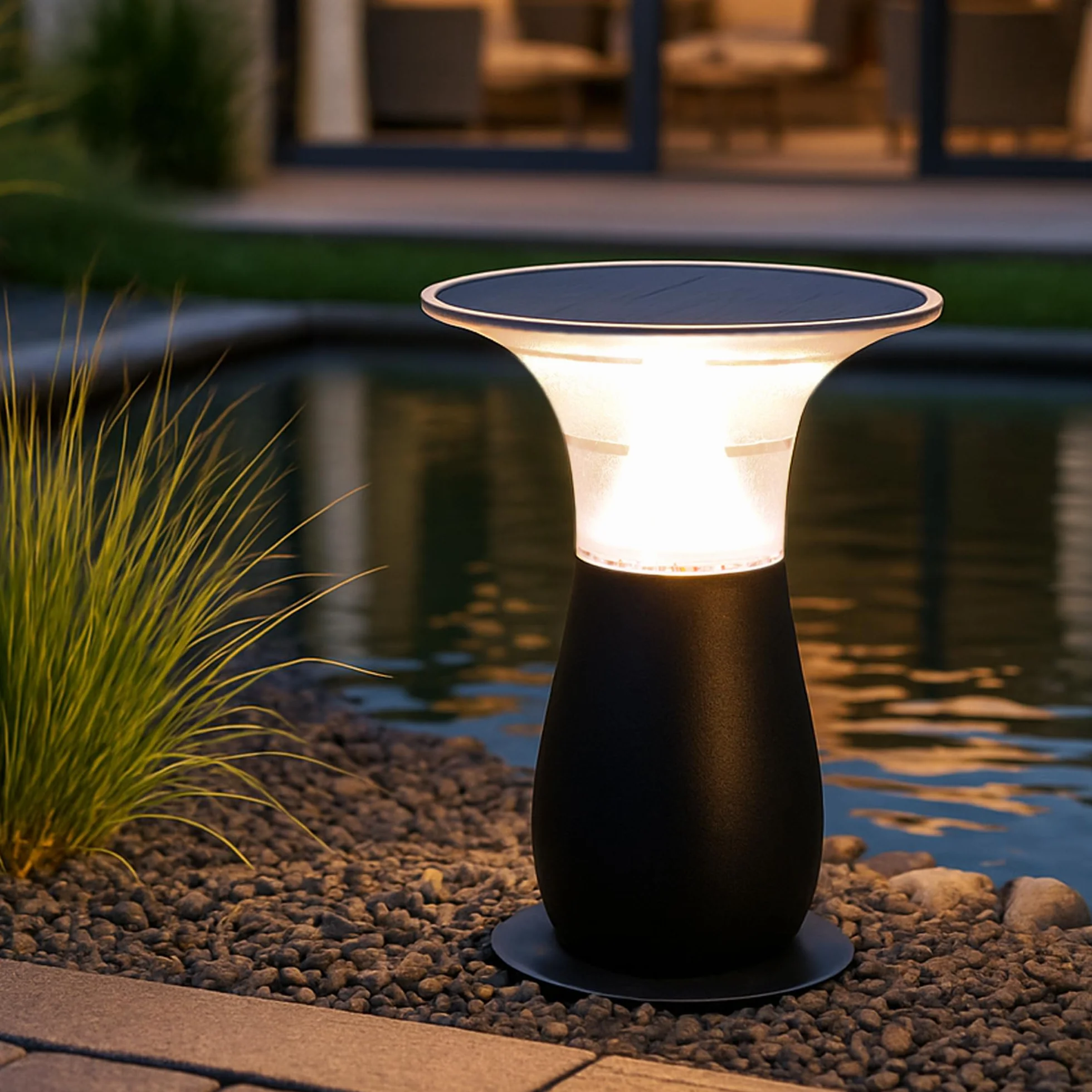 Arnusa Lampa ogrodowa Power lampa solarna Jasna lampa solarna 360 lm lampa ogrodowa bezprzewodowa lampa zewnętrzna oświetlenie tarasowe Duo Color ciepła biel i zimna biel regulowana 29 x 23,5 cm 4000 mAh
