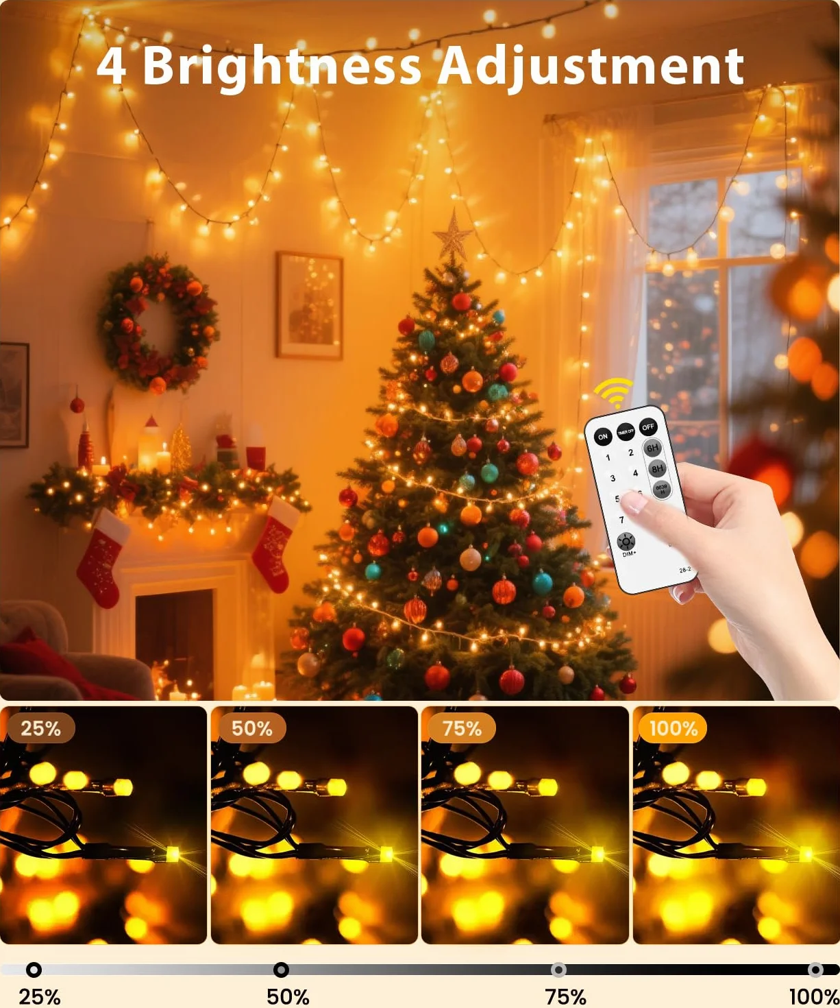 Łańcuch świetlny LED 80 m, 800 diod LED, IP44 Wodoodporny z Pilotem i Pamięcią, 8 Trybów i Timer, Ciepłe Białe Światło do Ogrodu, Wesela, Świąt i Przyjęć