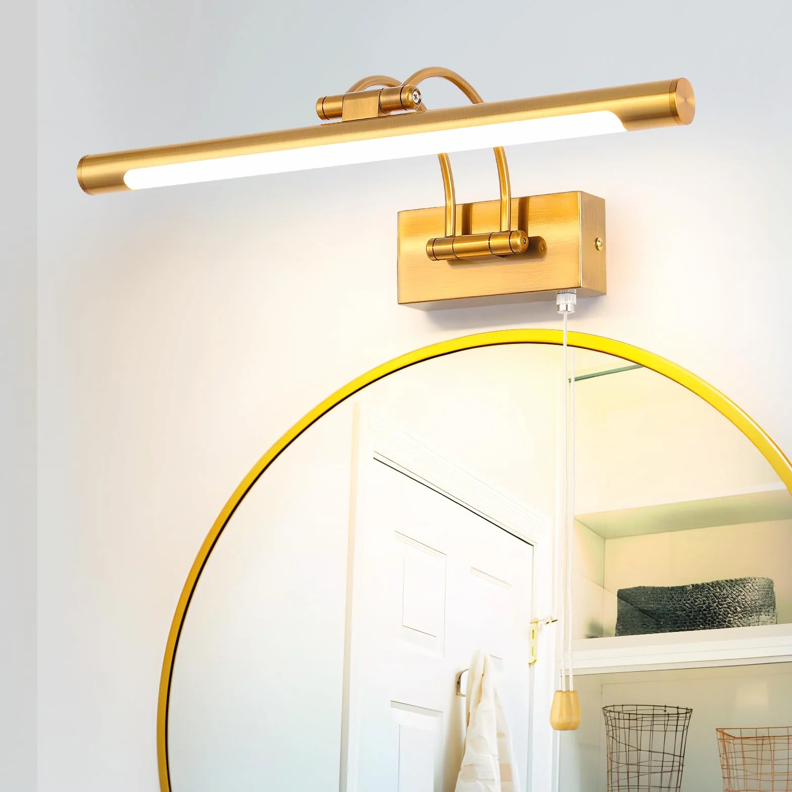 Mosiężna lampa ścienna LED 8W IP44 40cm 3000K z przełącznikiem regulowane ramię