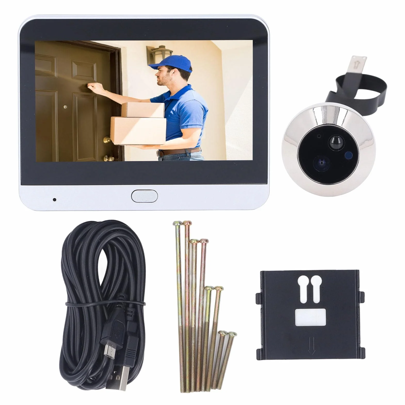 Dpofirs Kamera wizjer do drzwi z ekranem 4,3", 2 MP 1080p PIR, wykrywanie ruchu, noktowizor