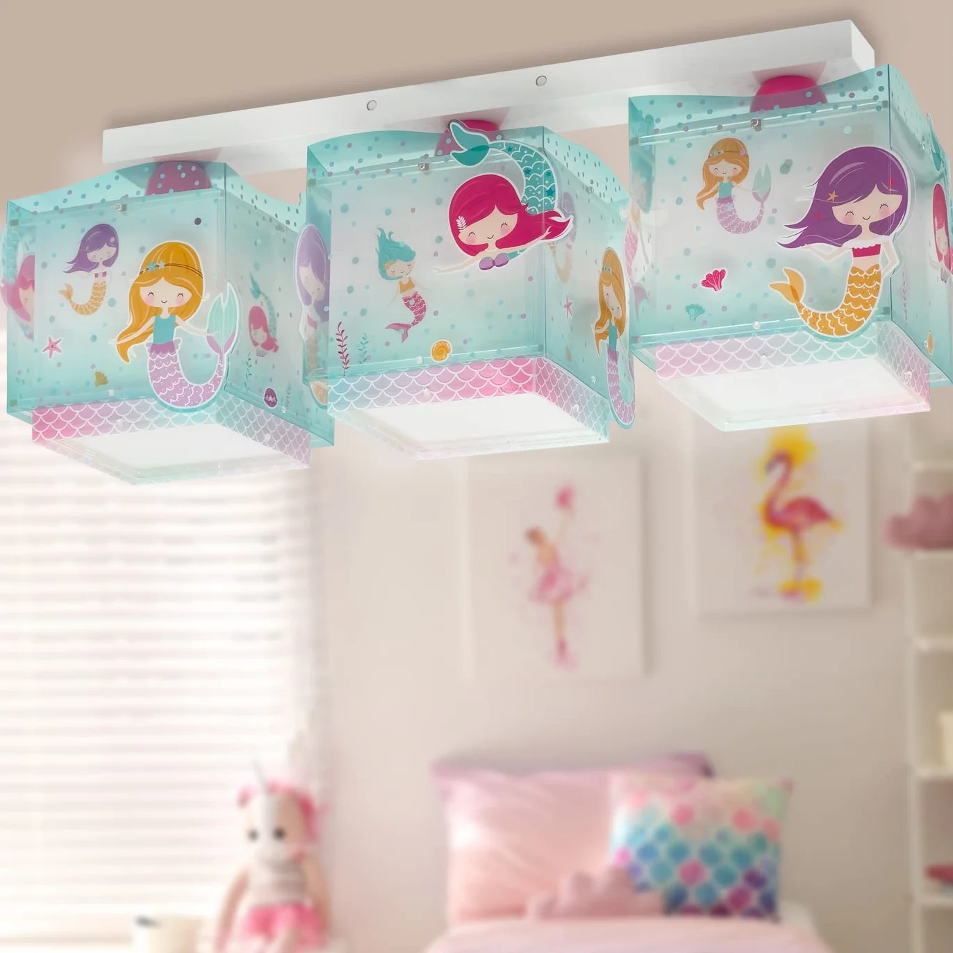 Dziecięca lampa sufitowa Dalber z 3 światłami i syrenami
