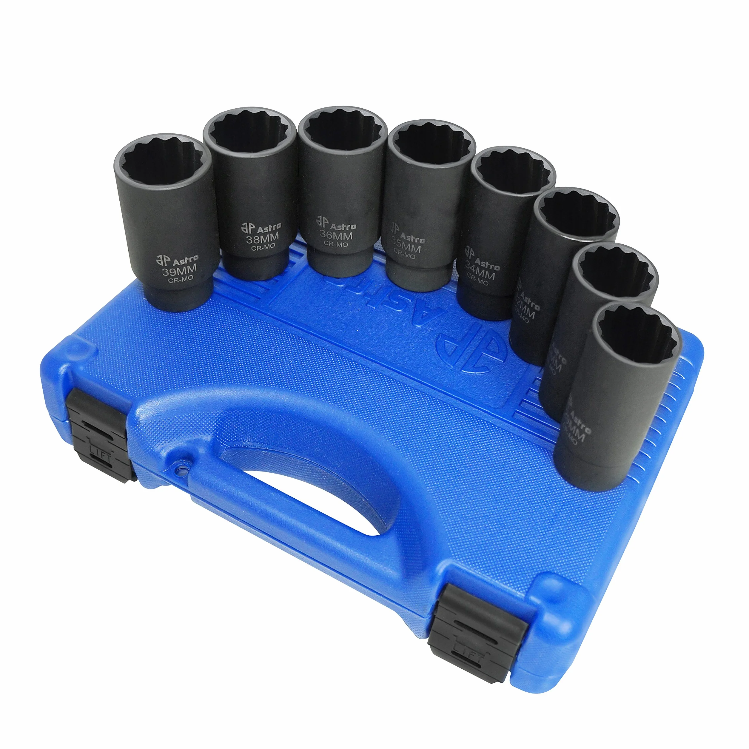 Astro Pneumatic Tool Zestaw 12-kątnych nasadek udarowych do nakrętek osi, 8 części (78868)