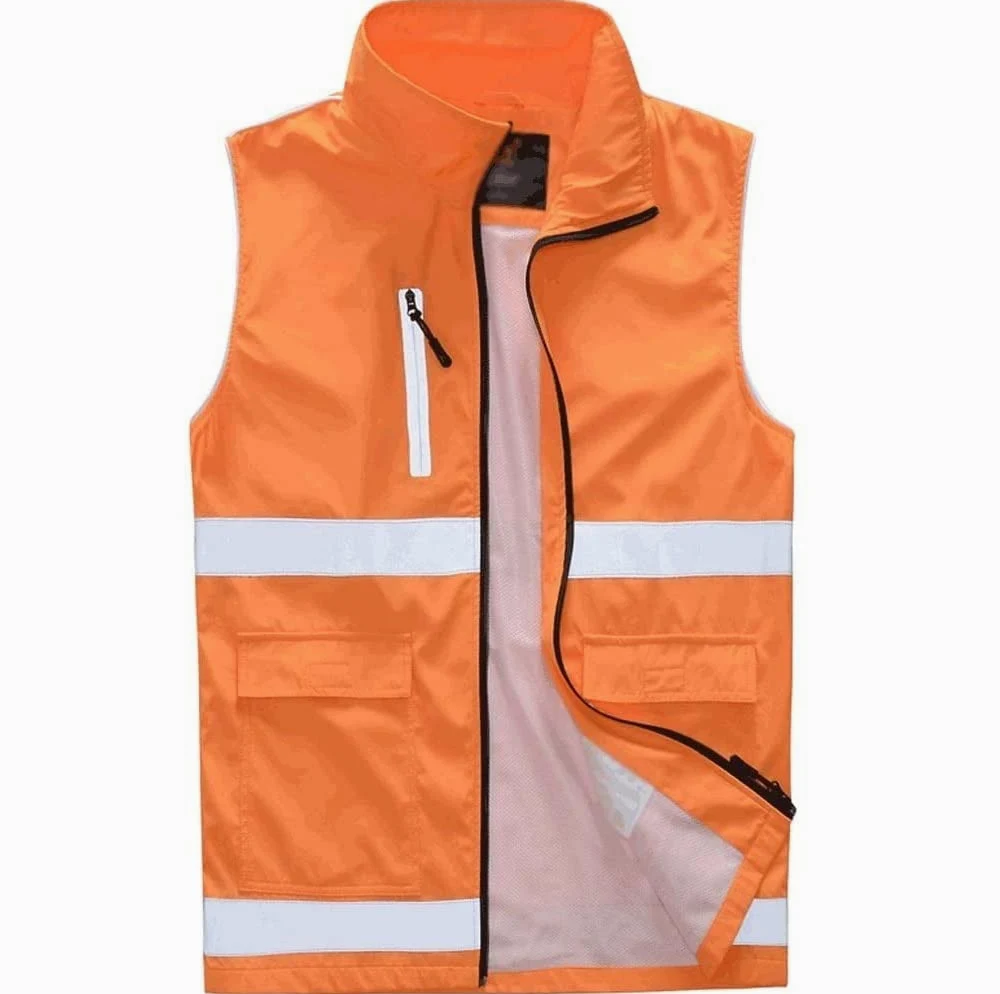 Kamizelka Ostrzegawcza Kamizelka Odblaskowa Refleksyjna kamizelka bezpieczeństwa, na nocne zajęcia lub kostium robotnika budowlanego Kamizelki Bezpieczeństwa (Color : Oranje, Size : Large)