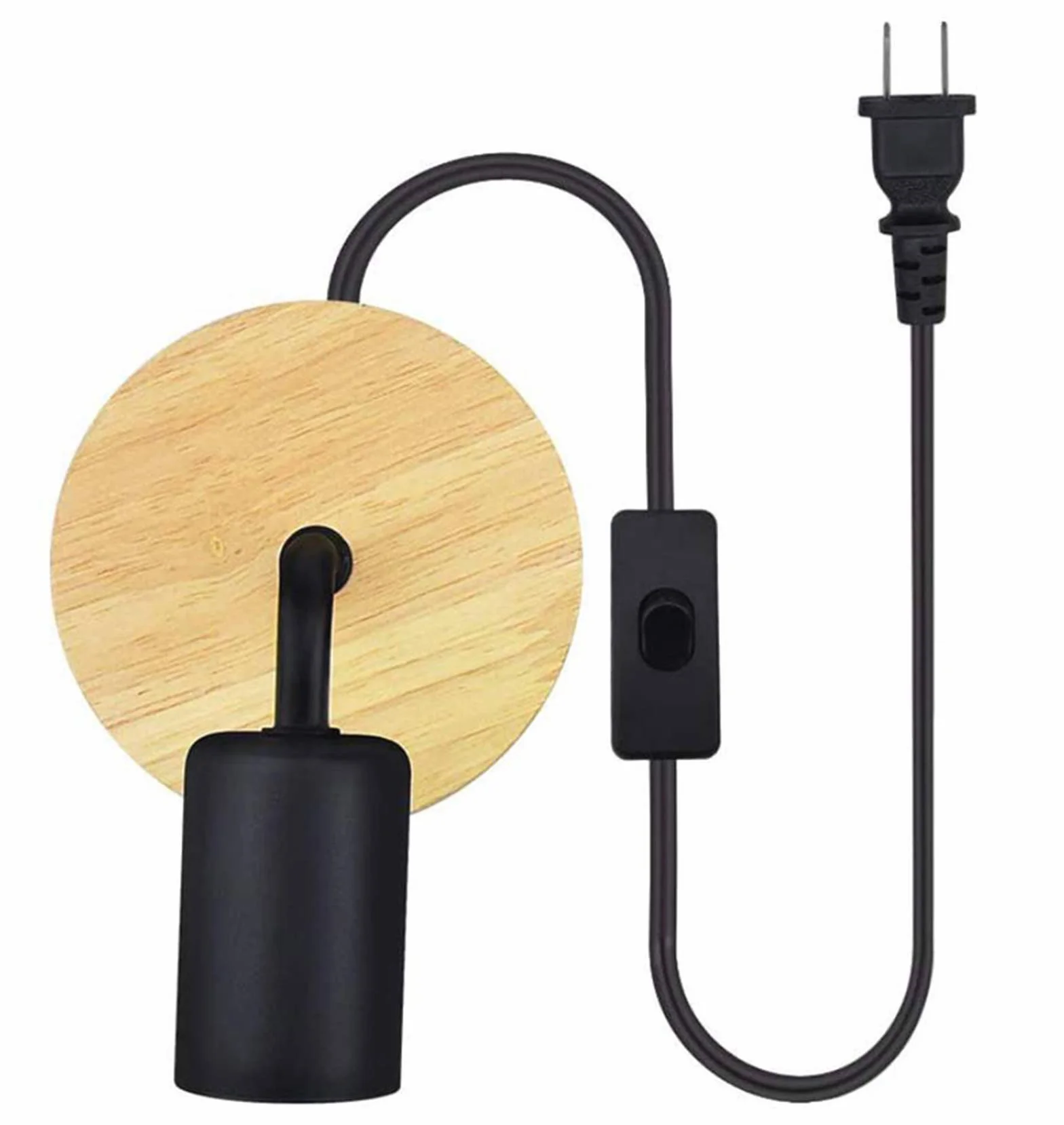 Lampy Ścienne Vintage Do Wnętrz Z Drewna Z Przełącznikiem, Retro Lampki Nocne Do Sypialni Z Wtyczką, Lampa Ścienna Do Salonu Rustykalna Z Gniazdem E27, Przenośne Kinkiety Ścienne Do Korytarza, Oświet
