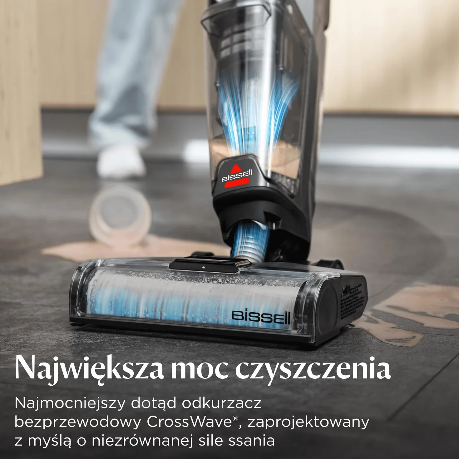 BISSELL CrossWave OmniForce, Odkurzacz Bezprzewodowy Mokro i Sucho, Odkurzanie i Mycie lub tryb Wyłącznie Odkurzania, Odkurzacz Piorący o Wysokiej Mocy, 240m² Czyszczenia Wielopowierzchniowego, 3912N
