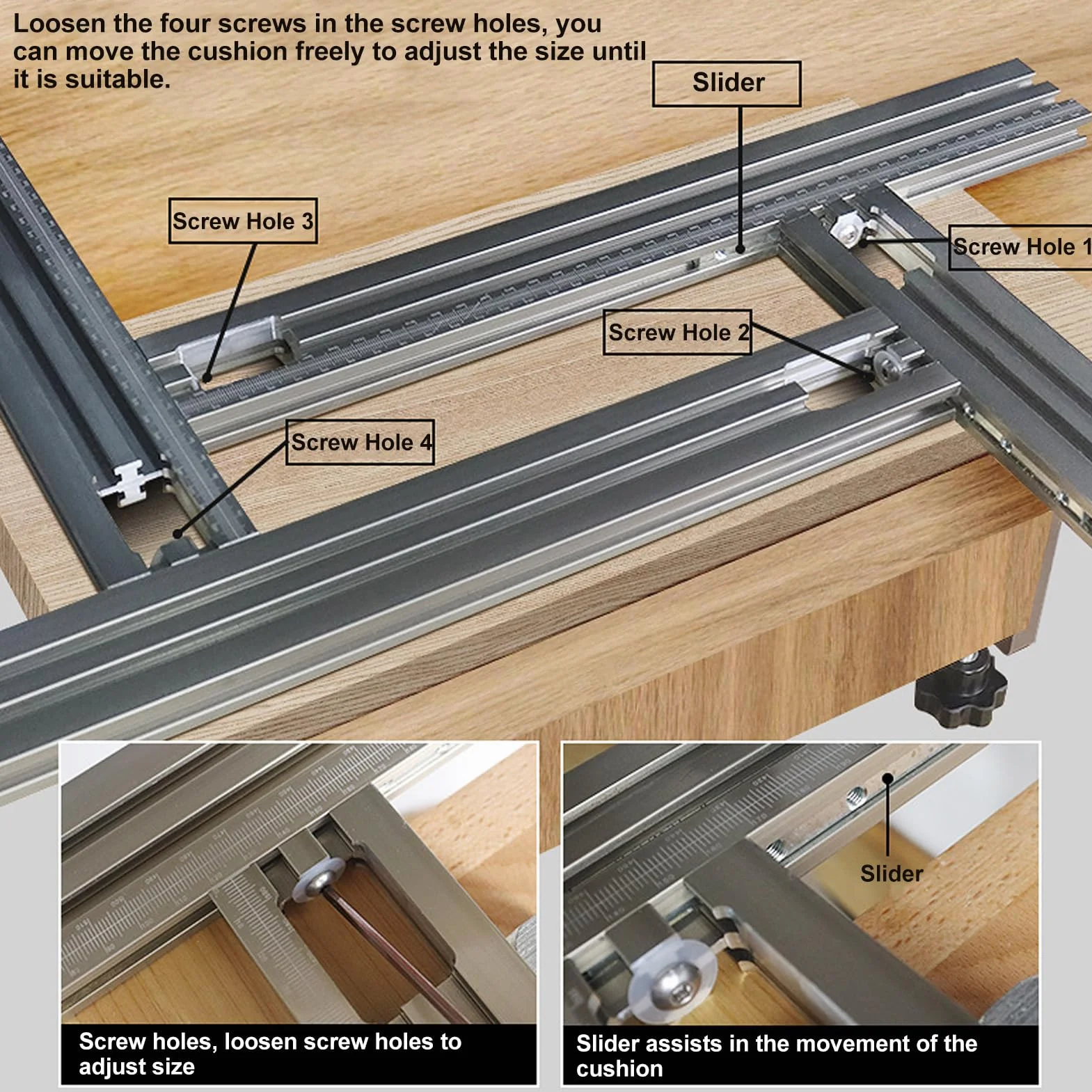 Regulowana Płyta Montażowa Zestaw do łączenia Szyn Prowadzących do Obróbki Drewna z Materiałem ze Stopu Aluminium 600 Mm 23,62 Cala, Anodowany, Gładki Podkład do pił Gąsienicowych