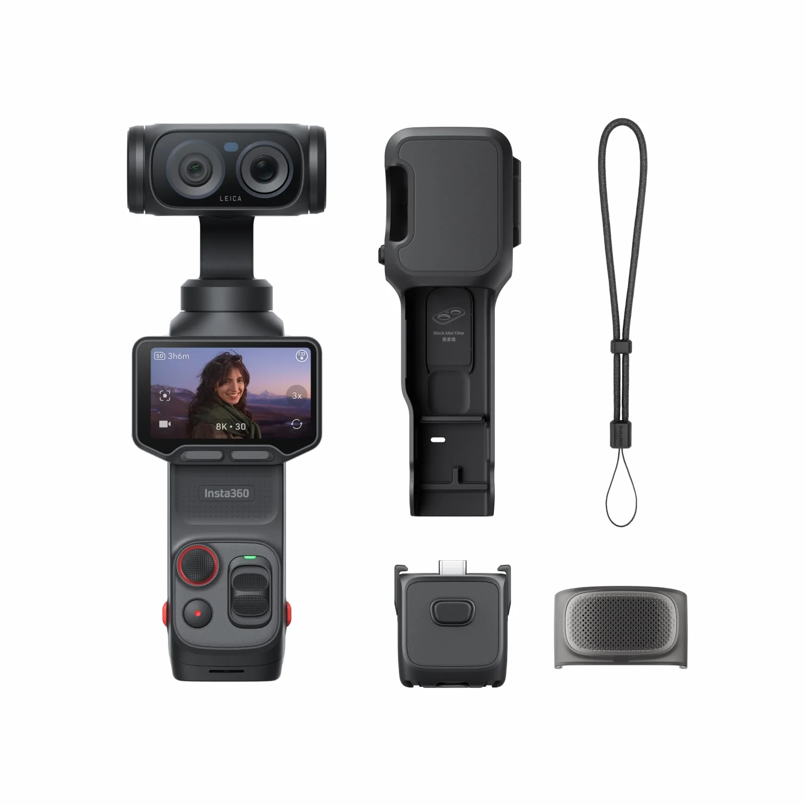 Insta360 Luna Ultra Cosmic Black - 8K Vlogging Camera with Dual Leica Lenses, 12× Zoom, 1" Sensor, Detachable 2" Touchscreen, Triple AI Chip, Pocket Gimbal Camera for Vlog Photography