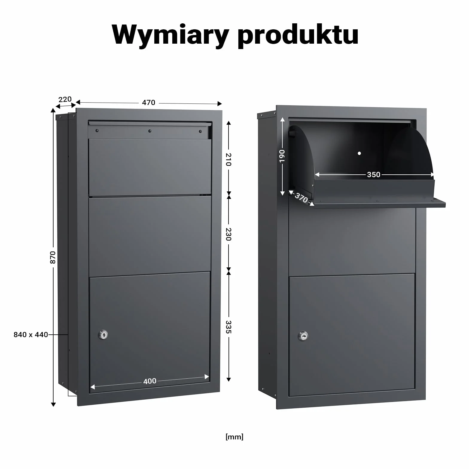 XPOtool Wolnostojąca skrzynka na listy i paczki antracytowa 47 x 22 x 87 cm, pojemnik na paczki z zabezpieczeniem korespondencji, skrzynka kurierska