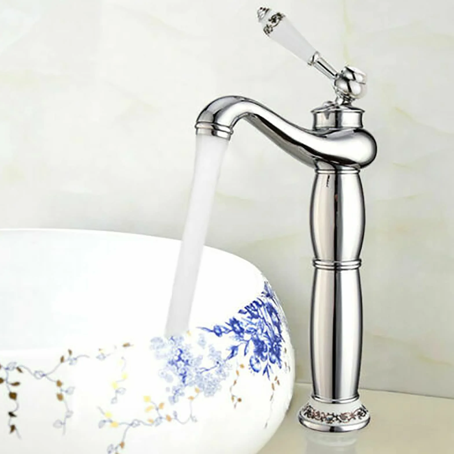 Retro armatura umywalkowa jednouchwytowa umywalka armatura armatura antyczny mosiądz bateria mieszakowa Faucet z 2 wężami przyłączeniowymi do łazienki, kuchni, srebrna