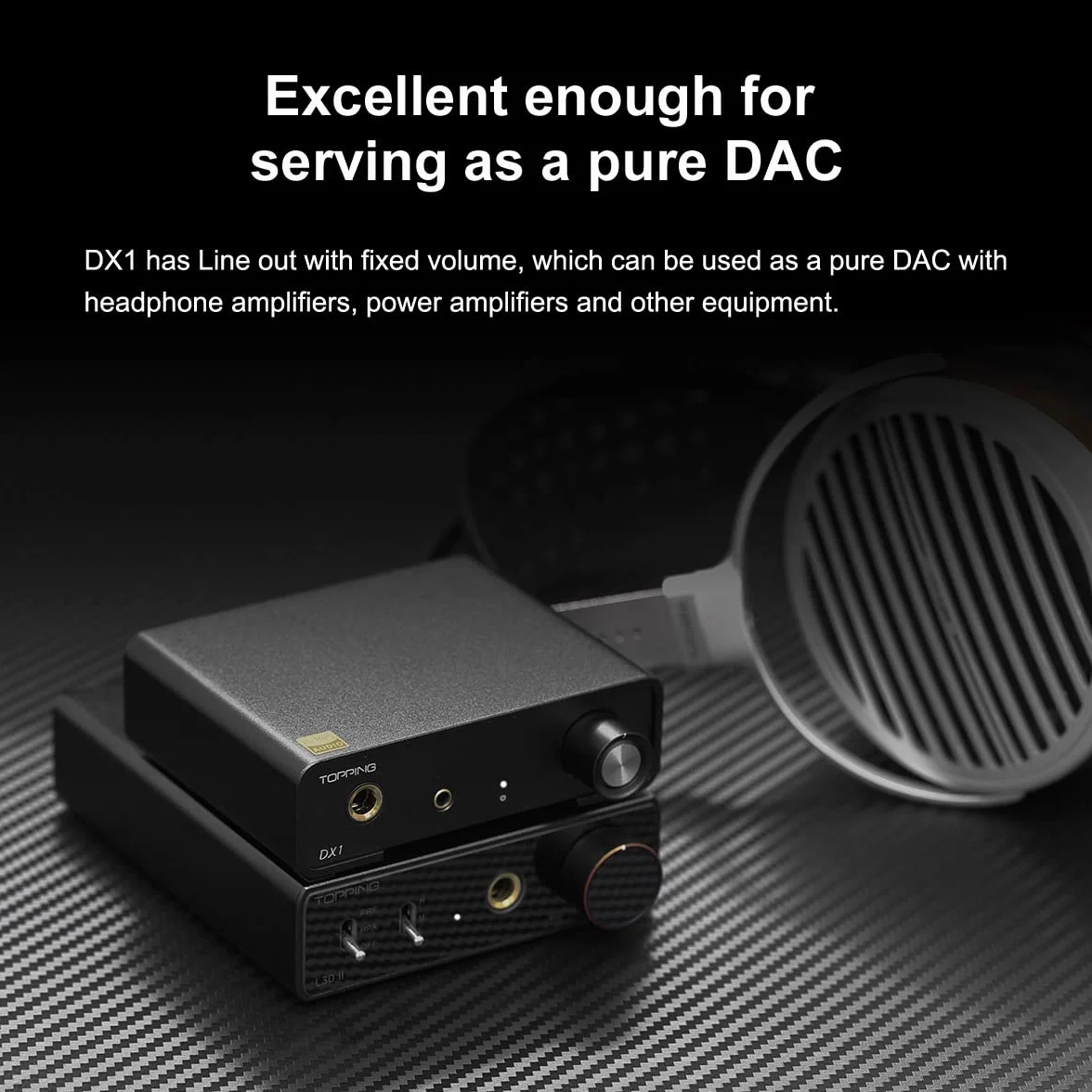 Topping DX1 DAC/Amp do słuchawek kompaktowych, Kolor Srebrny