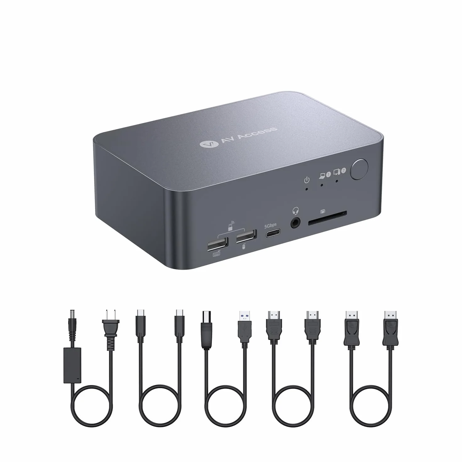 AV Access Stacja dokująca KVM Switch Dual Monitor USB-C 4K 60Hz, Aluminium, EDID, Ethernet
