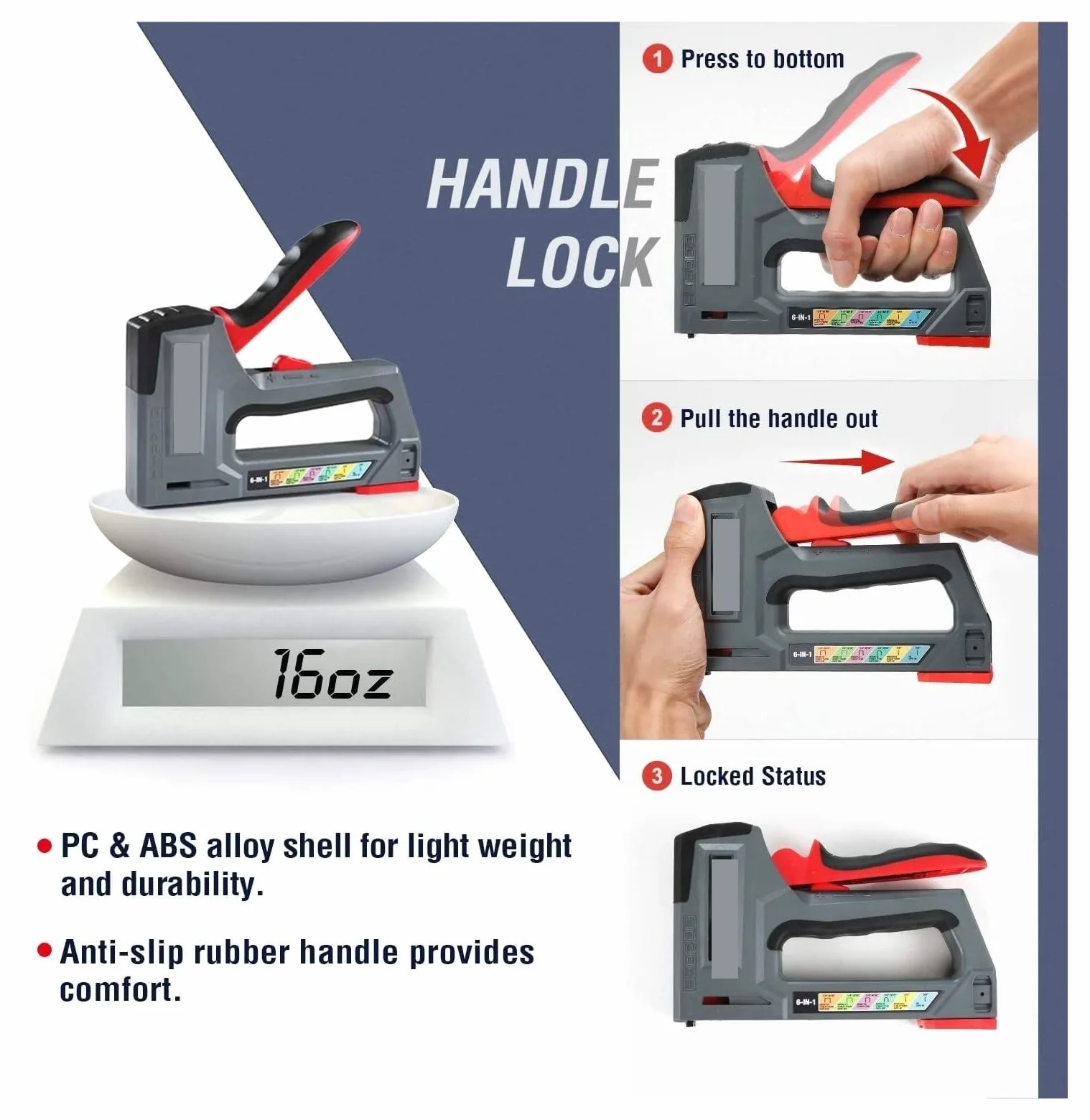 Pistolet do gwoździ, Zszywacz 6 w 1 Heavy Duty do mocowania materiału Ręczny pistolet do gwoździ z dwoma opcjami zasilania do dekoracji wnętrz dla majsterkowiczów(With 4000 Staples)