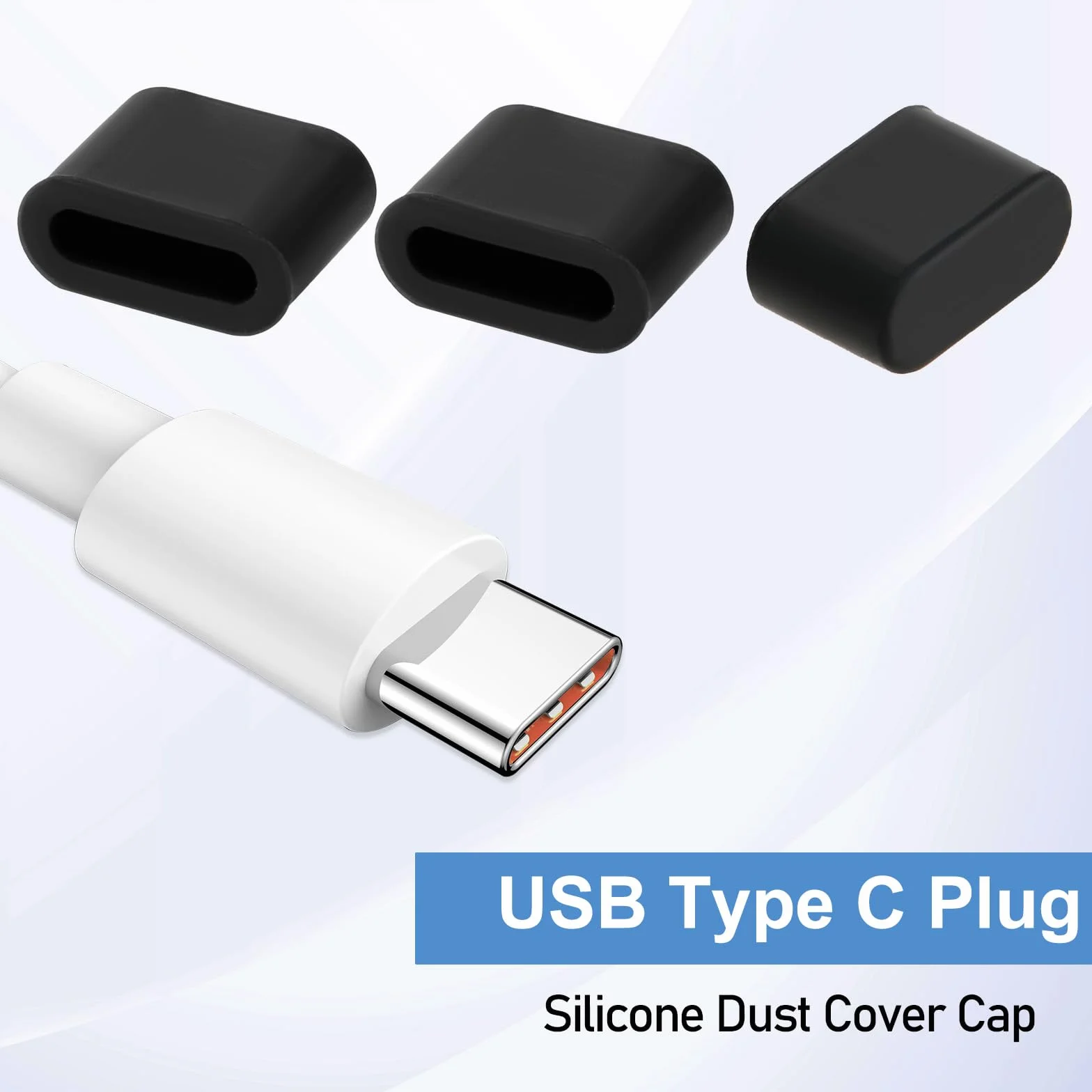 Larrel 20 sztuk silikonowe zatyczki USB C ochroną przeciwpyłową z plastikową skrzynką